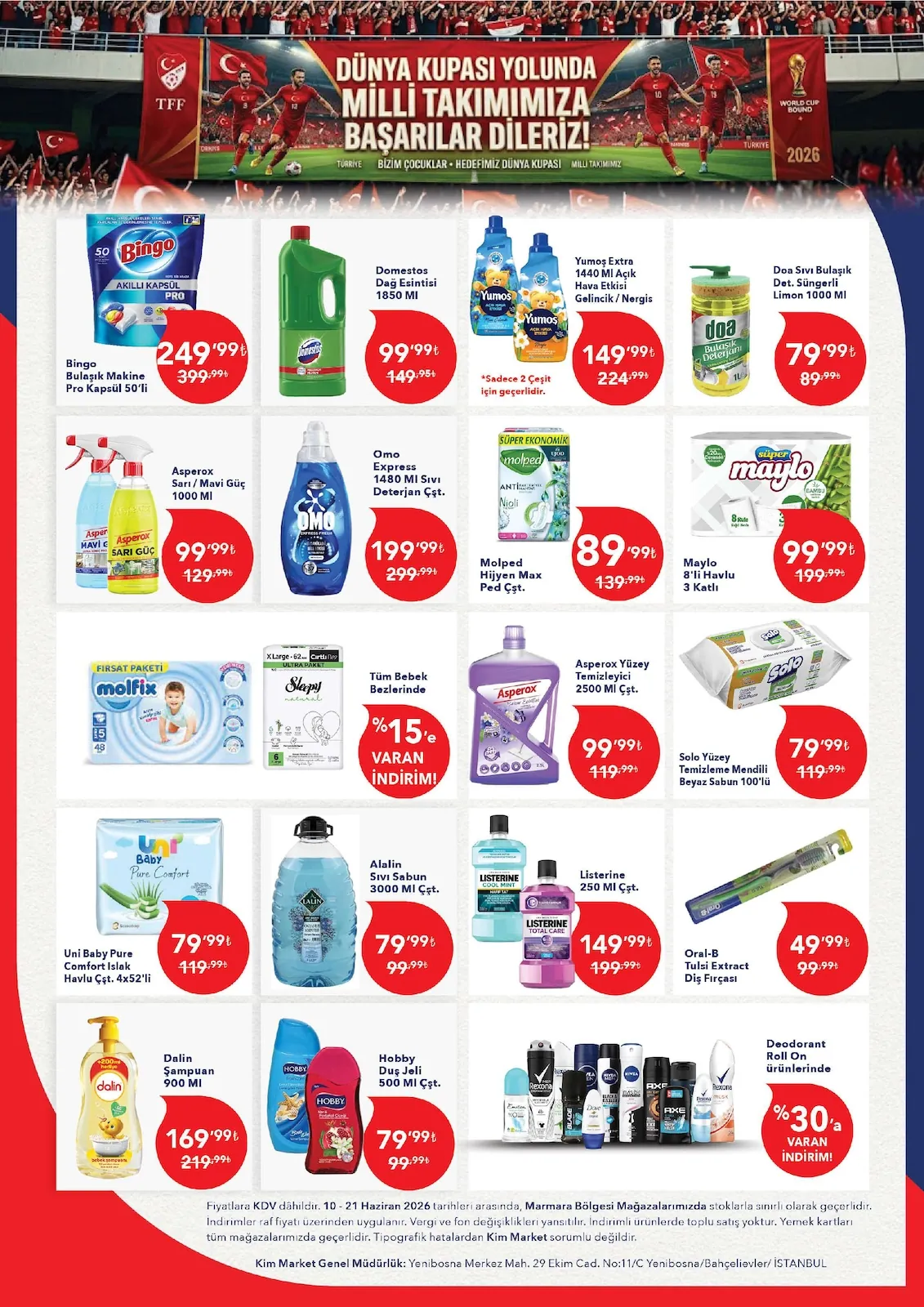 Kim Kim Market 10 Haziran 2026 Aktüel Kataloğu sayfa 4: Domestos Dağ Esintisi 1850 Ml, Yumoş Extra 1440 Ml Açık Hava Etkisi Gelinlik Nergis