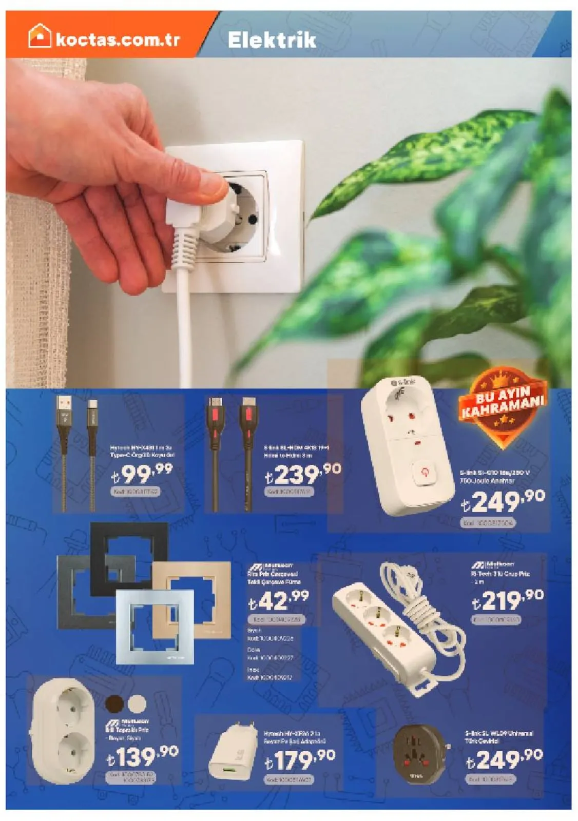 Koctascomtr Koctas.com.tr 1 Mart 2026 Aktüel Kataloğu sayfa 20: Topraklı Priz Ikili, G-Link Bl-Hdmı Hdmı 19+1 Metal 1.5 Metre