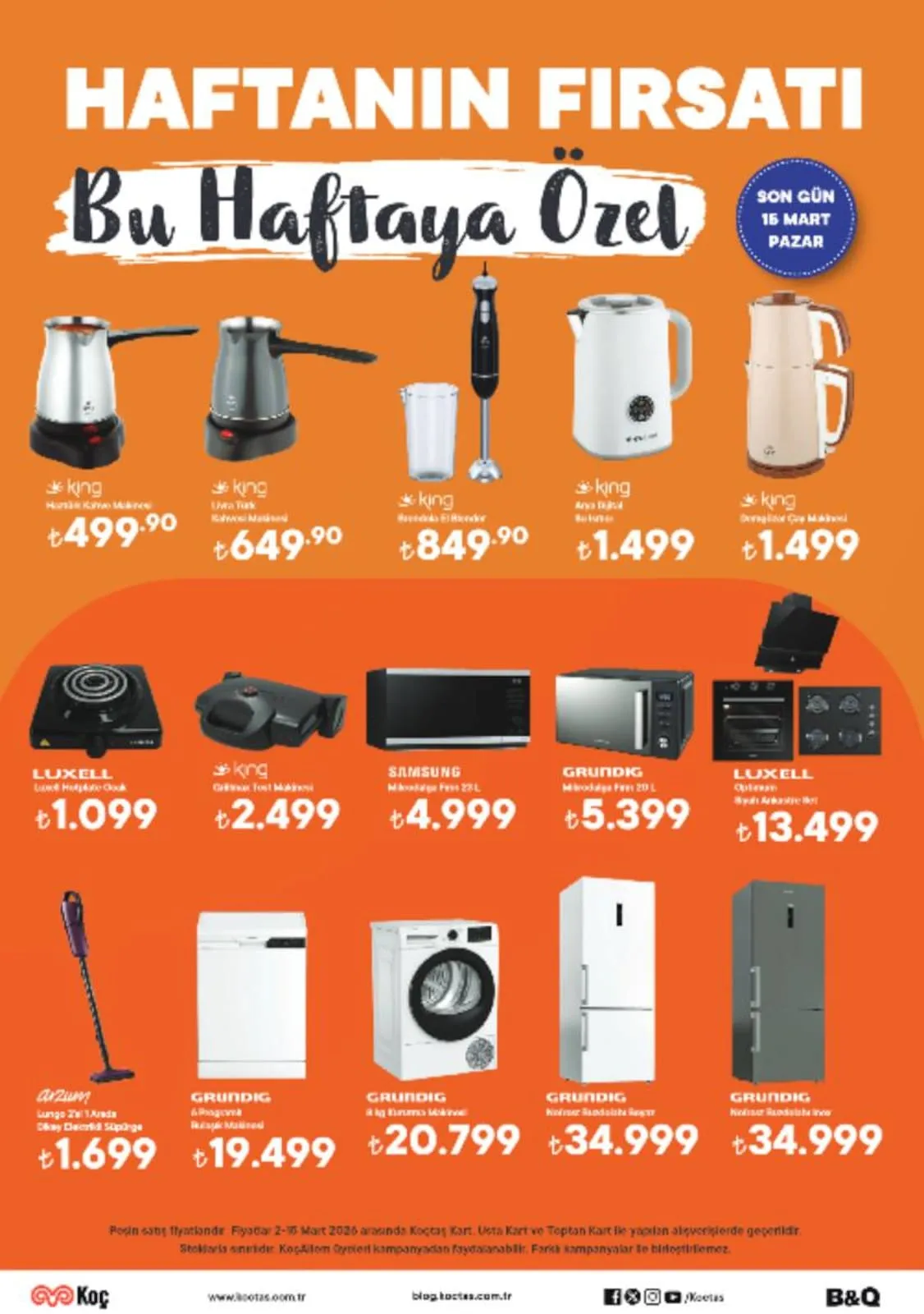 Koctascomtr Koctas.com.tr 1 Mart 2026 Aktüel Kataloğu sayfa 25: King Döküm Tost Makinesi, King Rondo Xl El Blender