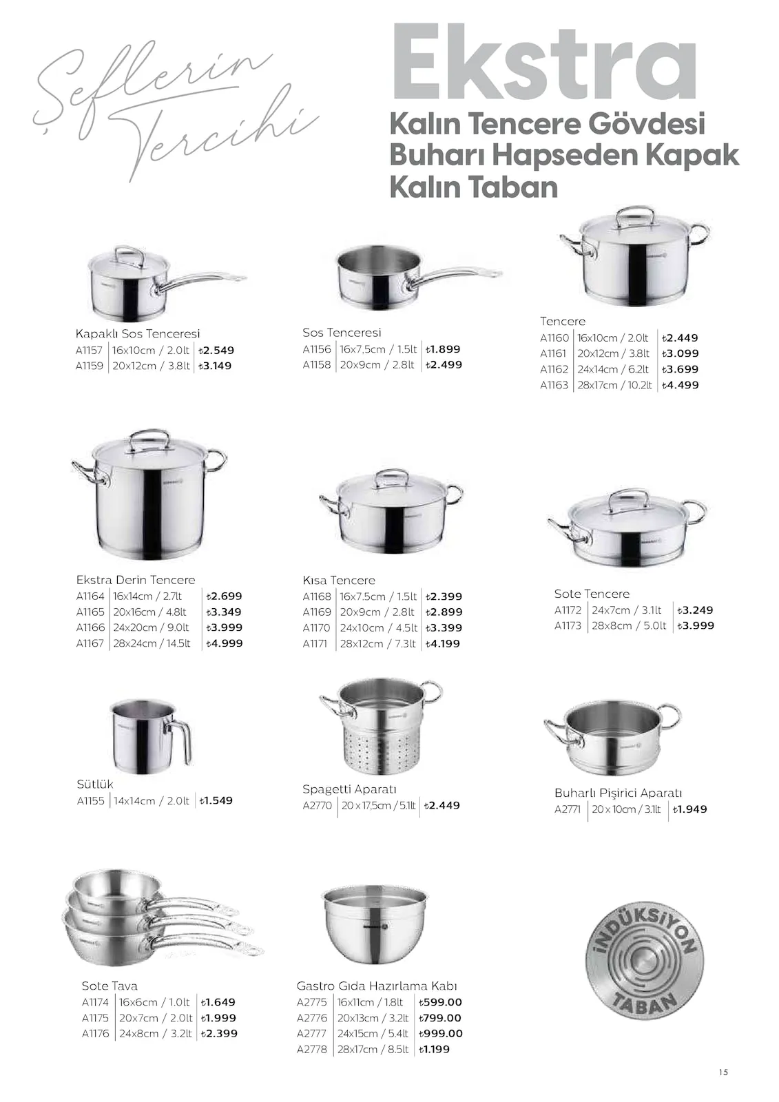 Korkmazstore Korkmazstore 1 Şubat 2026 Aktüel Kataloğu sayfa 15: Gastro Gıda Hazırlama Kabı A2775 16X11Cm / 1.8Lt, Ekstra Derin Tencere A1164 16X14Cm / 2.7Lt