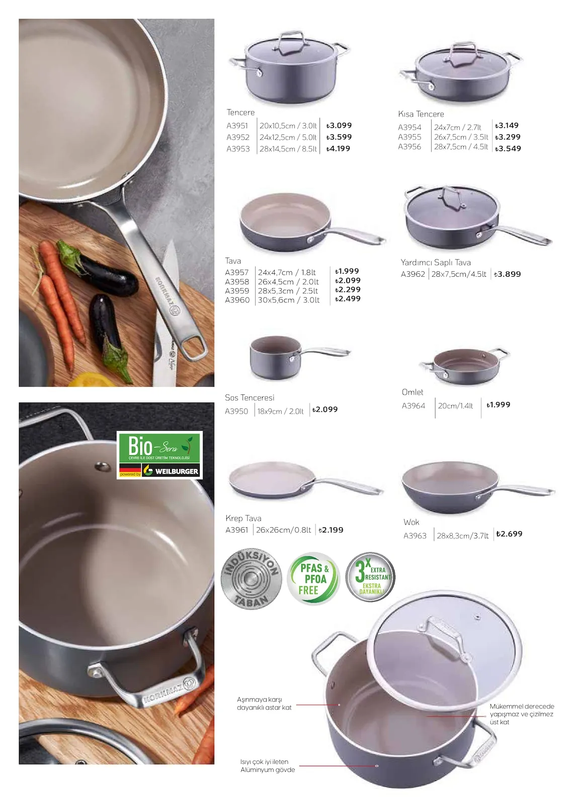 Korkmazstore Korkmazstore 1 Şubat 2026 Aktüel Kataloğu sayfa 3: Tencere 20X10,5Cm / 3.0Lt, Tava 24X4,7Cm / 1.8Lt