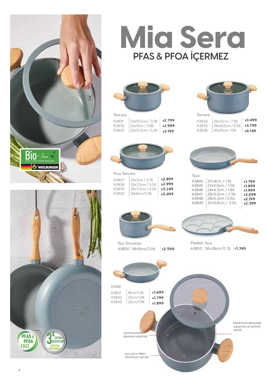 Korkmazstore Korkmazstore 1 Şubat 2026 Aktüel Kataloğu sayfa 4: Tencere A3831 20X10.5Cm / 3.0Lt, Kısa Tencere A3837 24X7Cm / 2.7Lt