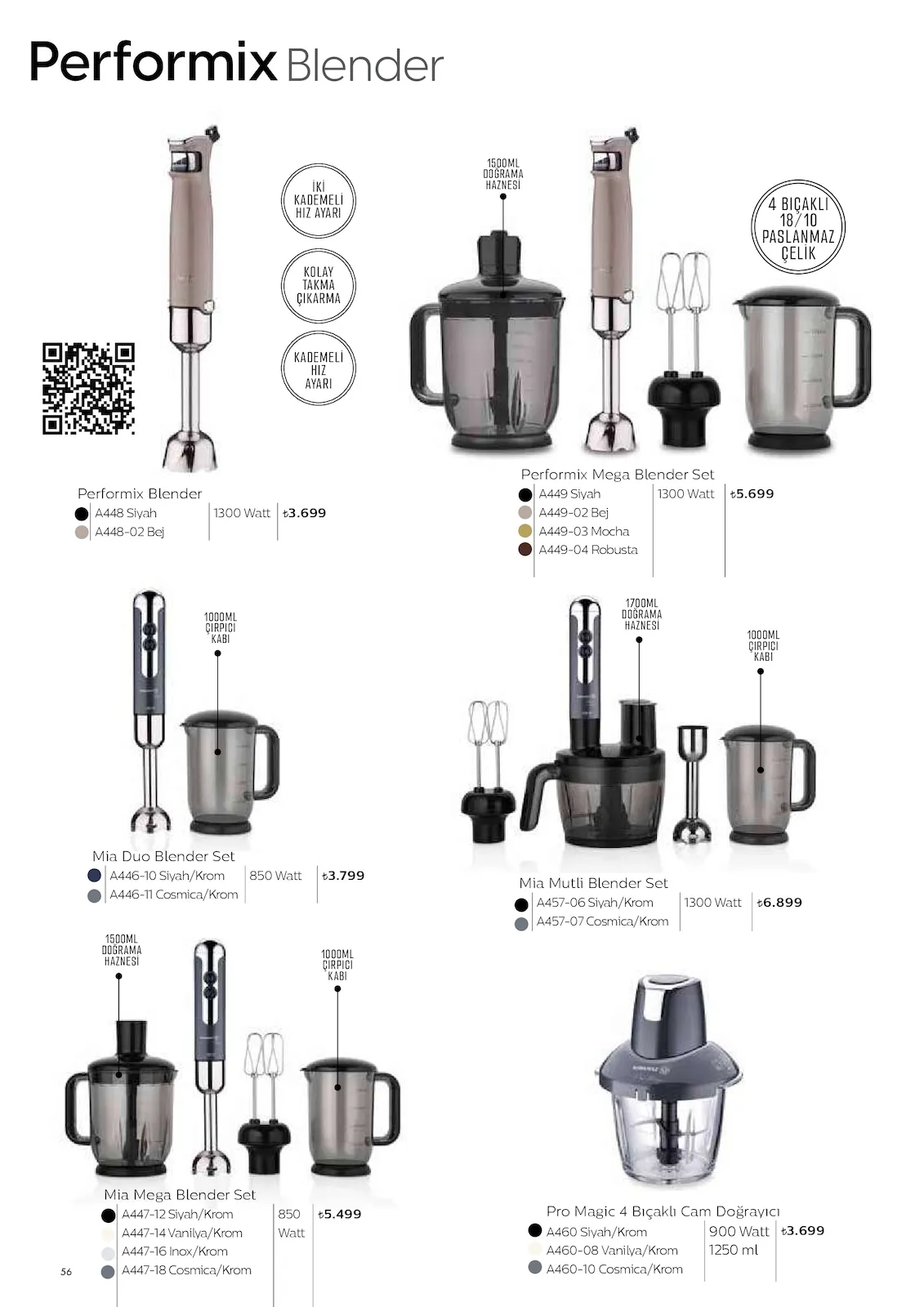 Korkmazstore Korkmazstore 1 Şubat 2026 Aktüel Kataloğu sayfa 56: Pro Magic 4 Bıçaklı Cam Doğrayıcı, Performix Mega Blender Set