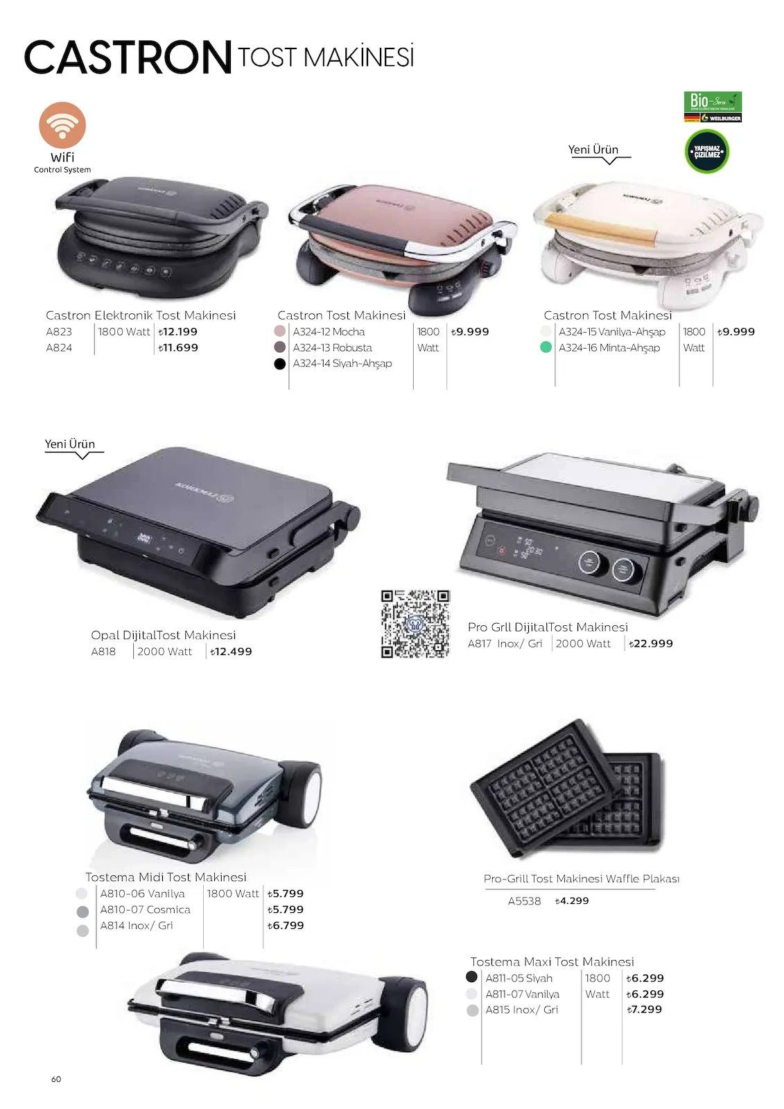 Korkmazstore Korkmazstore 1 Şubat 2026 Aktüel Kataloğu sayfa 60: Opal Dijital Tost Makinesi A818, Pro Grll Dijital Tost Makinesi A817 Inox/ Gri