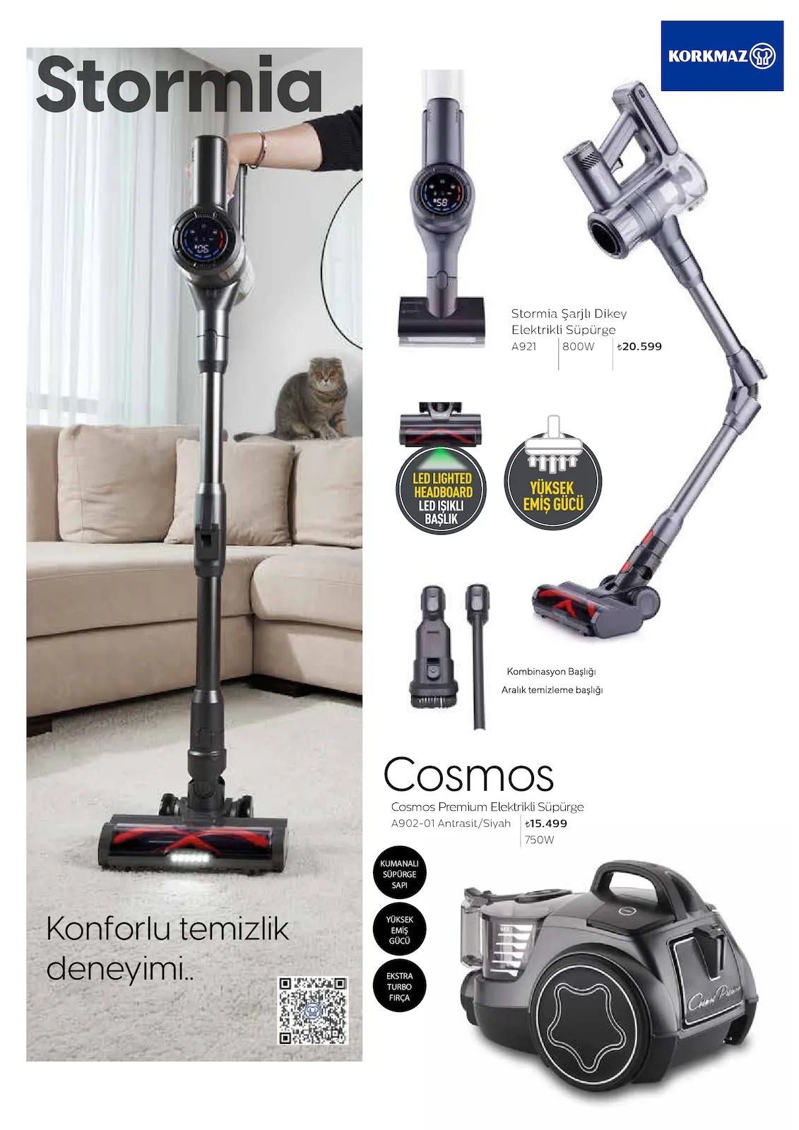 Korkmazstore Korkmazstore 1 Şubat 2026 Aktüel Kataloğu sayfa 63: Cosmos Premium Elektrikli Süpürge A902-01 Antrasit/Siyah