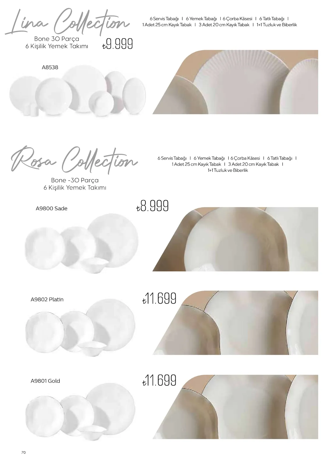 Korkmazstore Korkmazstore 1 Şubat 2026 Aktüel Kataloğu sayfa 70: Lina Collection Bone 30 Parça 6 Kişilik Yemek Takımı