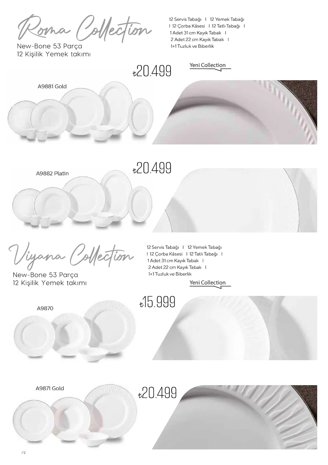 Korkmazstore Korkmazstore 1 Şubat 2026 Aktüel Kataloğu sayfa 72: New-Bone 53 Parça 12 Kişilik Yemek Takımı, New-Bone 53 Parça 12 Kişilik Yemek Takımı