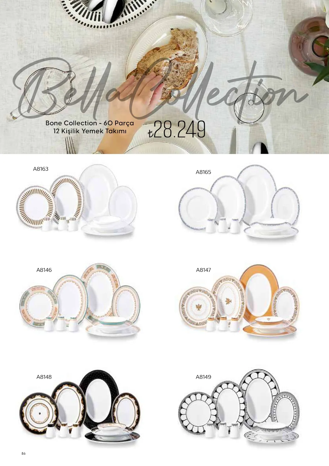 Korkmazstore Korkmazstore 1 Şubat 2026 Aktüel Kataloğu sayfa 86: Bella Collection 60 Parça 12 Kişilik Yemek Takımı