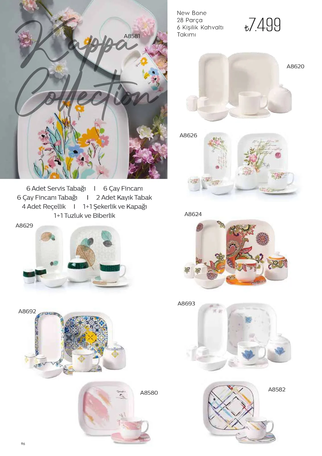 Korkmazstore Korkmazstore 1 Şubat 2026 Aktüel Kataloğu sayfa 96: New Bone 28 Parça 6 Kişilik Kahvaltı Takımı