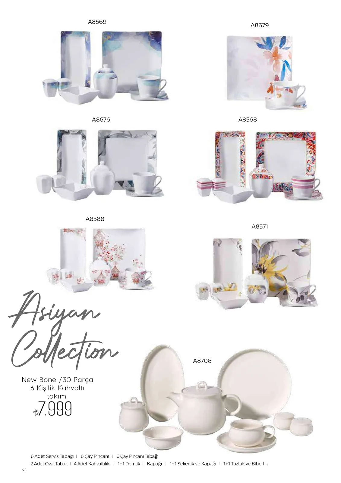 Korkmazstore Korkmazstore 1 Şubat 2026 Aktüel Kataloğu sayfa 98: New Bone /30 Parça 6 Kişilik Kahvaltı Takımı
