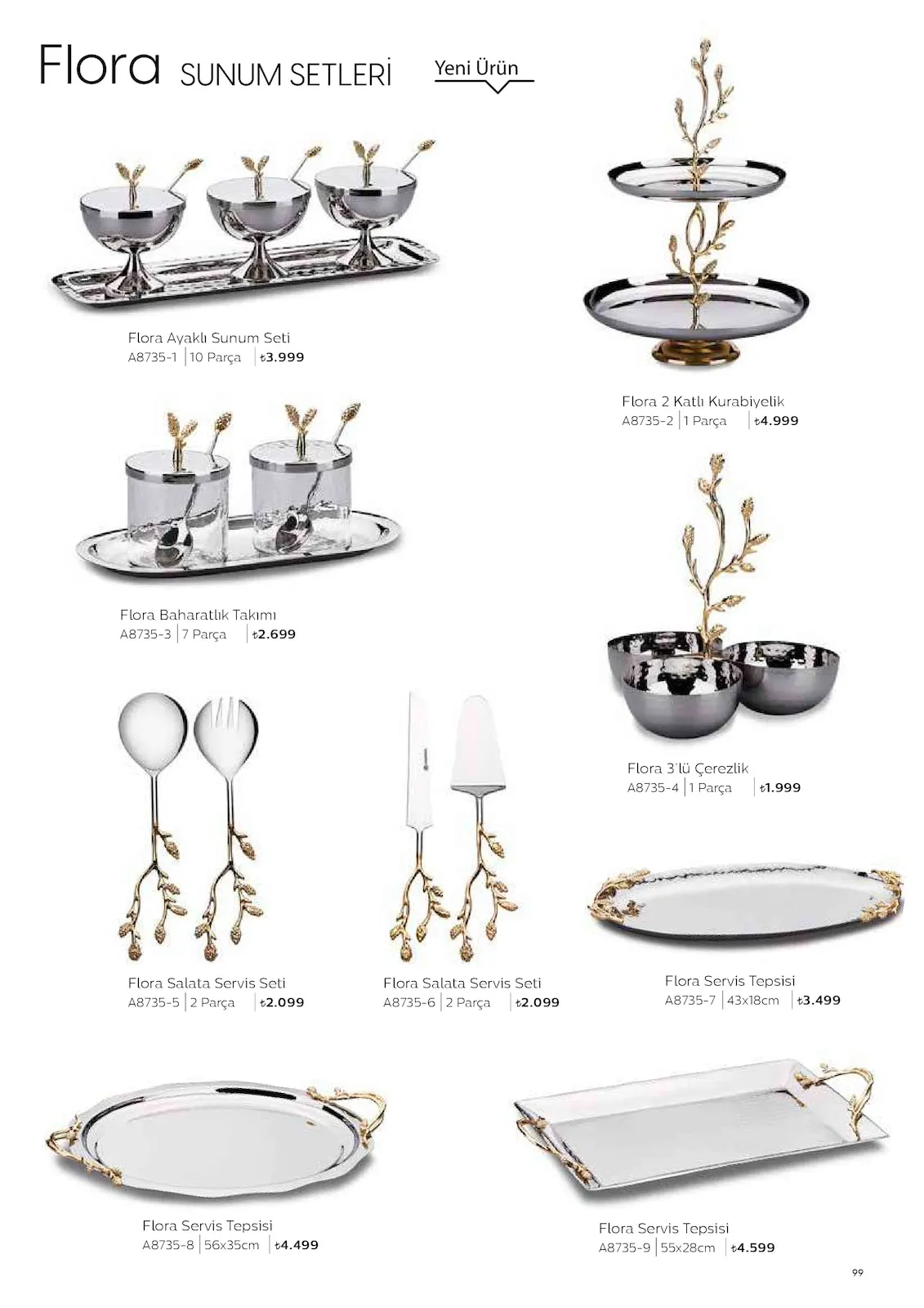 Korkmazstore Korkmazstore 1 Şubat 2026 Aktüel Kataloğu sayfa 99: Flora Servis Tepsisi A8735-7 43X18Cm, Flora Servis Tepsisi A8735-9 55X28Cm