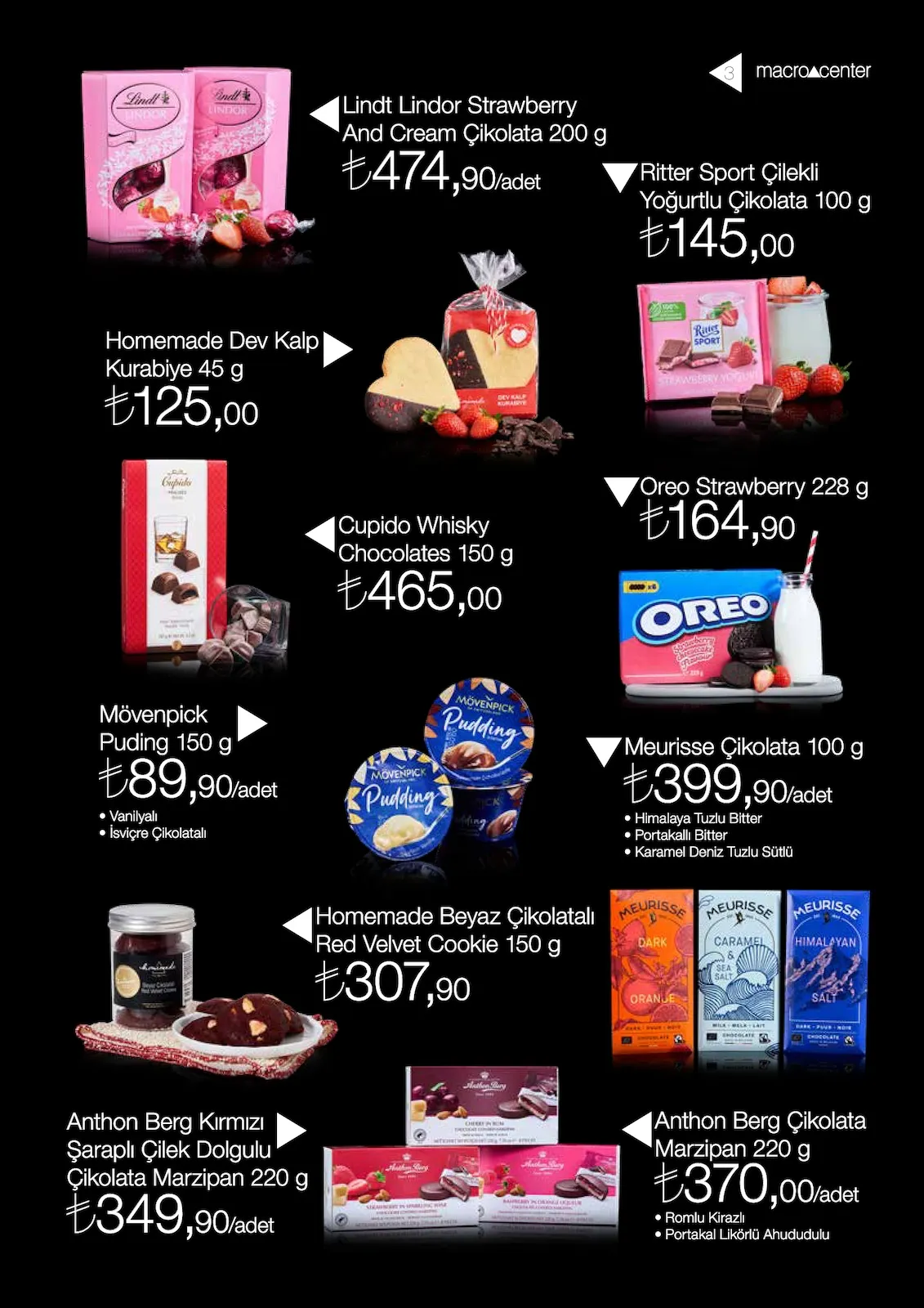 Macro Macro Center 1 Şubat 2026 Aktüel Kataloğu sayfa 3: Mövenpick Puding 150 G, Ritter Sport Çilekli Yoğurtlu Çikolata 100 G