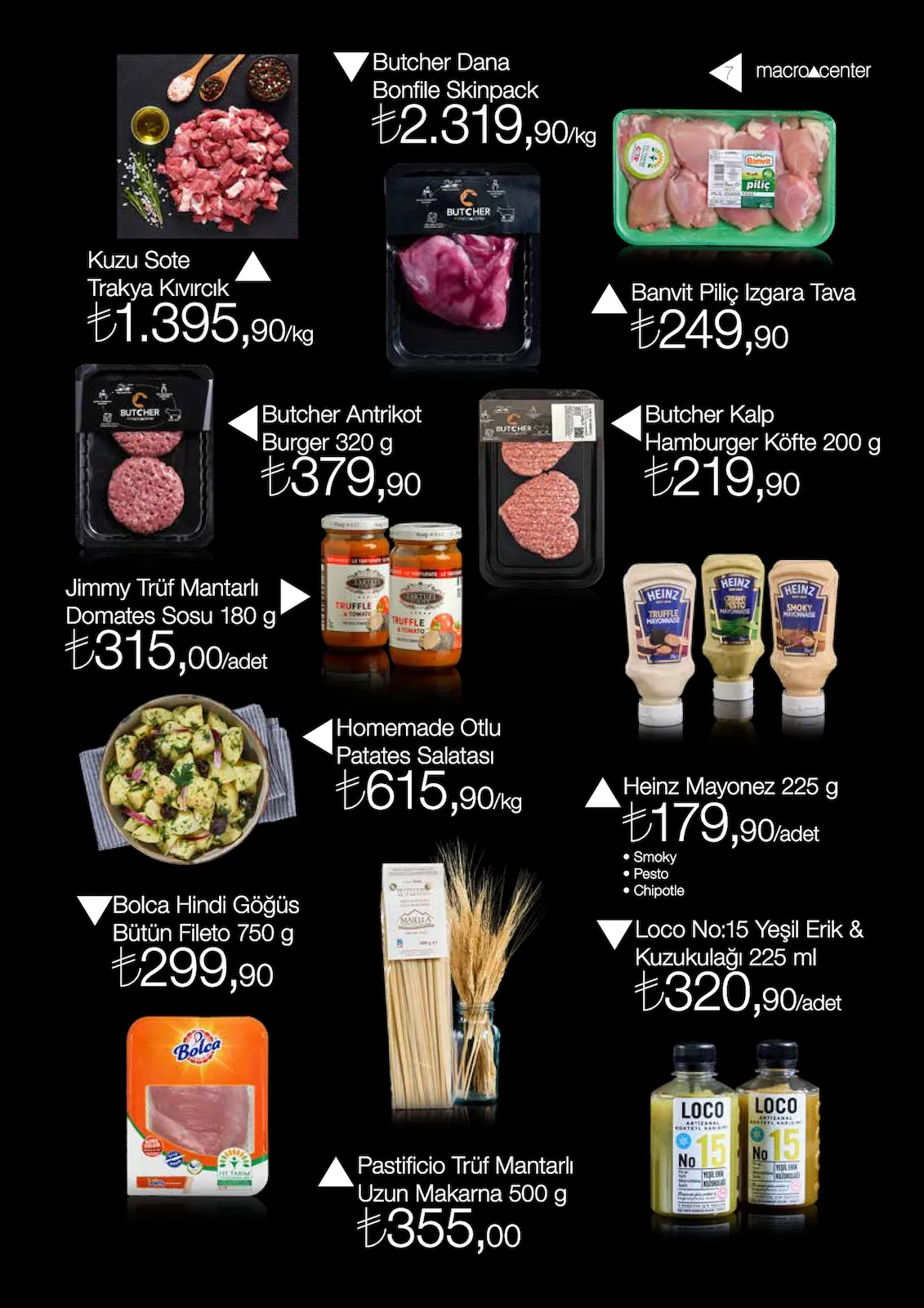 Macro Macro Center 1 Şubat 2026 Aktüel Kataloğu sayfa 7: Pastificio Trüf Mantarlı Uzun Makarna 500 G, Butcher Kalp Hamburger Köfte 200 G