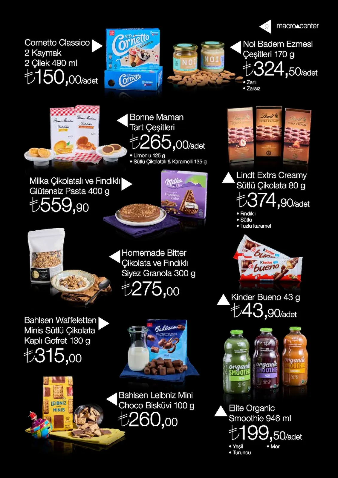 Macro Macro Center 1 Nisan 2026 Aktüel Kataloğu sayfa 9: Elite Organic Smoothie 946 Ml, Bahlsen Waffeletten Minis Sütlü Çikolata Kaplı Gofret 130 G