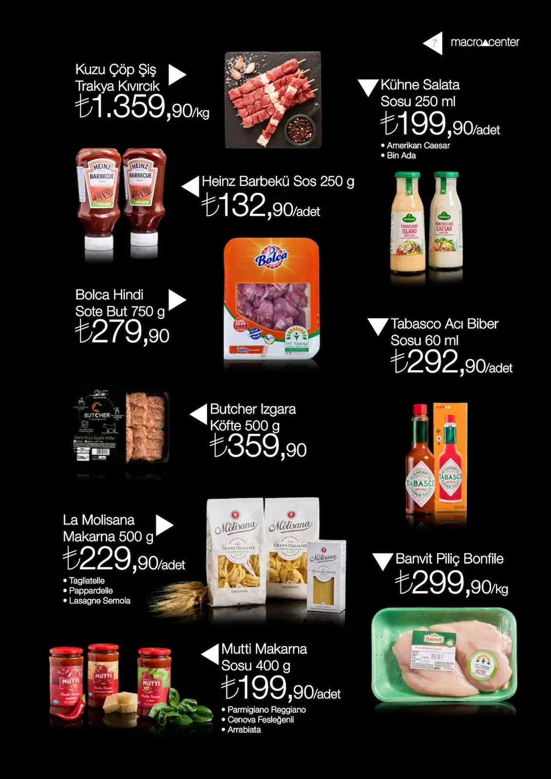 Macro Macro Center 1 Mayıs 2026 Aktüel Kataloğu sayfa 7: Molisana Makarna Sosu 400 G, Heinz Barbecue Sosu 750 G