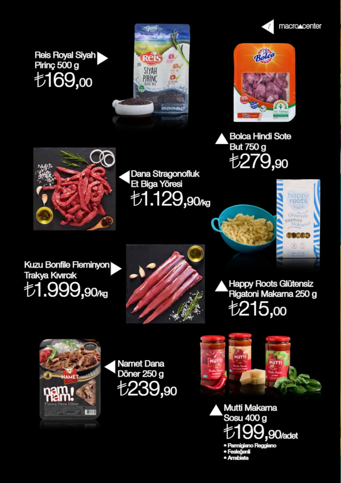 Macro Macro Center 1 Haziran 2026 Aktüel Kataloğu sayfa 7: Dana Stragonofluk Et Biga Yöresi 1Kg, Mutti Makarna Sosu 400G