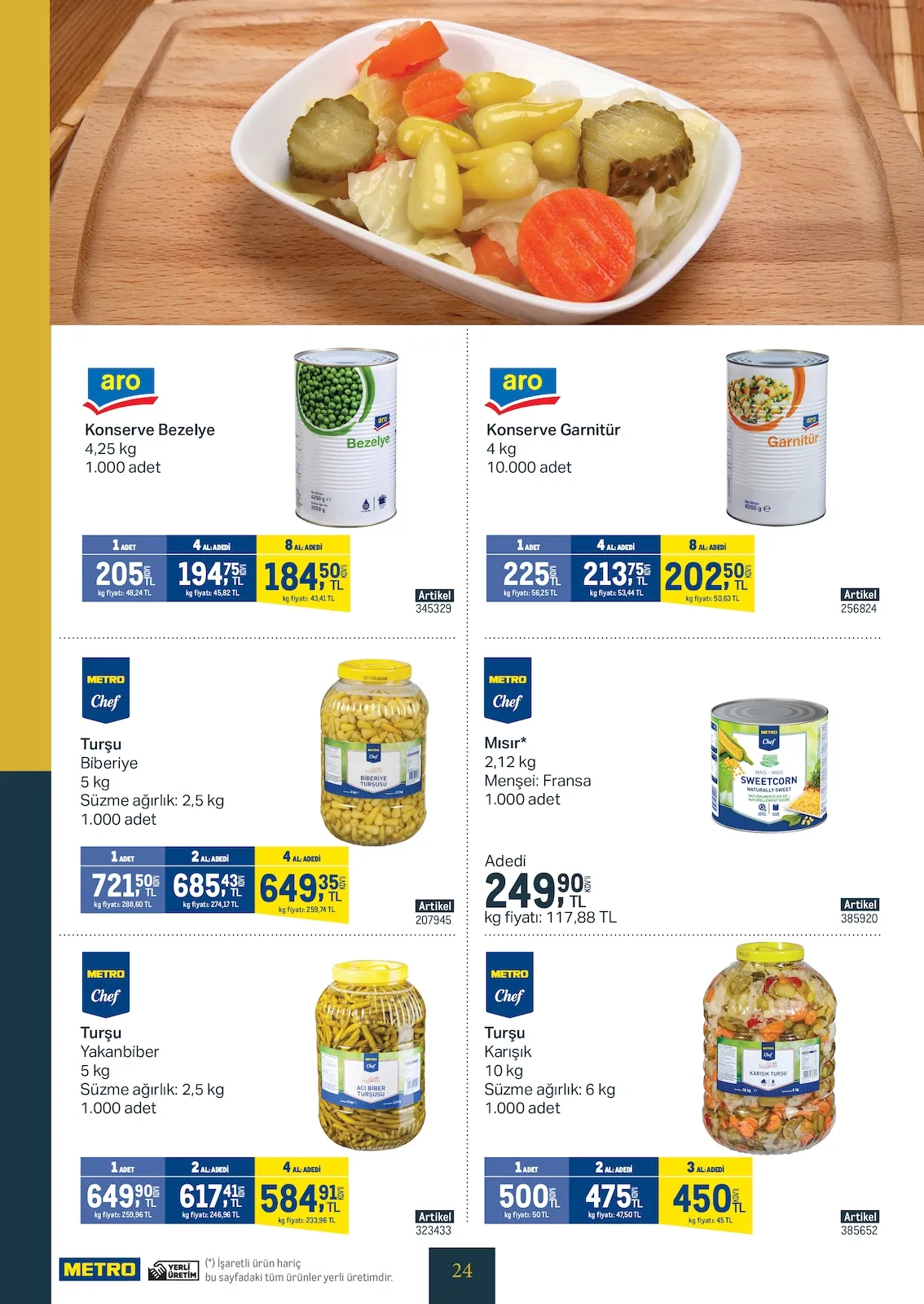 Metro Metro 25 Şubat 2026 Aktüel Kataloğu sayfa 24: Metro Chef Biberiye Turşu 5 Kg, Metro Chef Yakanbiber Turşu 5 Kg