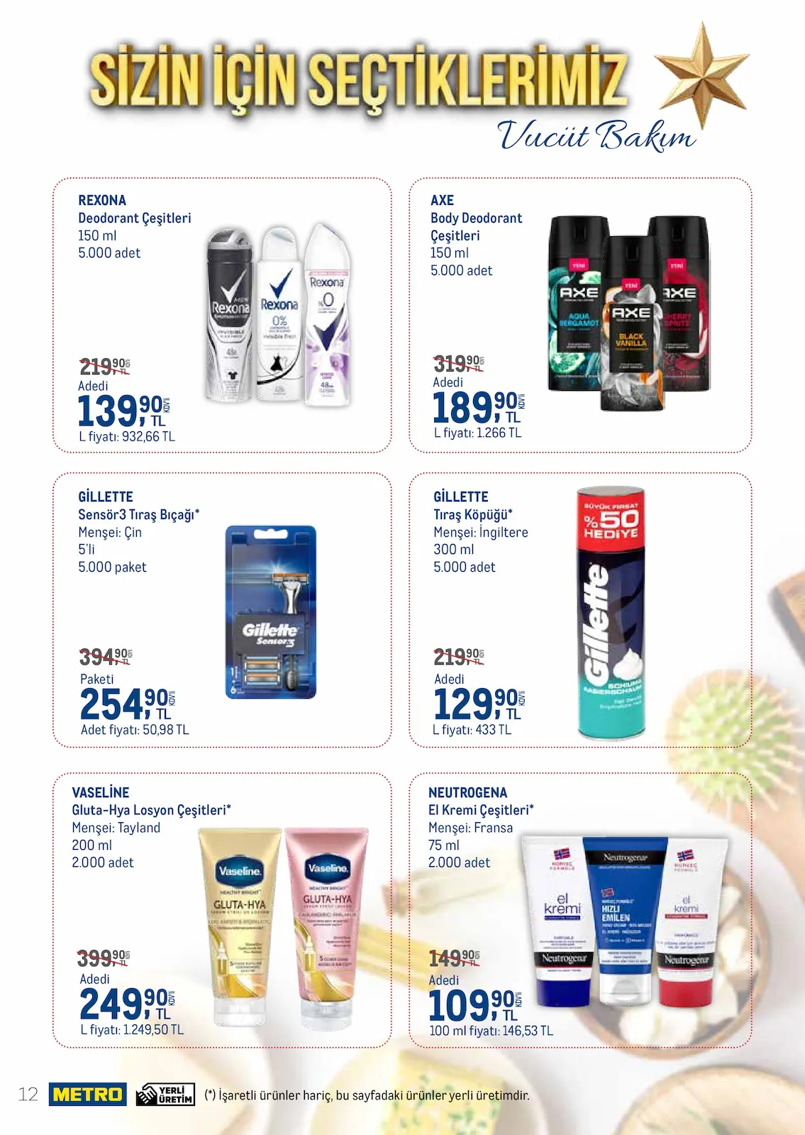 Metro Metro 1 Mart 2026 Aktüel Kataloğu sayfa 12: Rexona Deodorant Çeşitleri 150 Ml, Axe Body Deodorant Çeşitleri 150 Ml