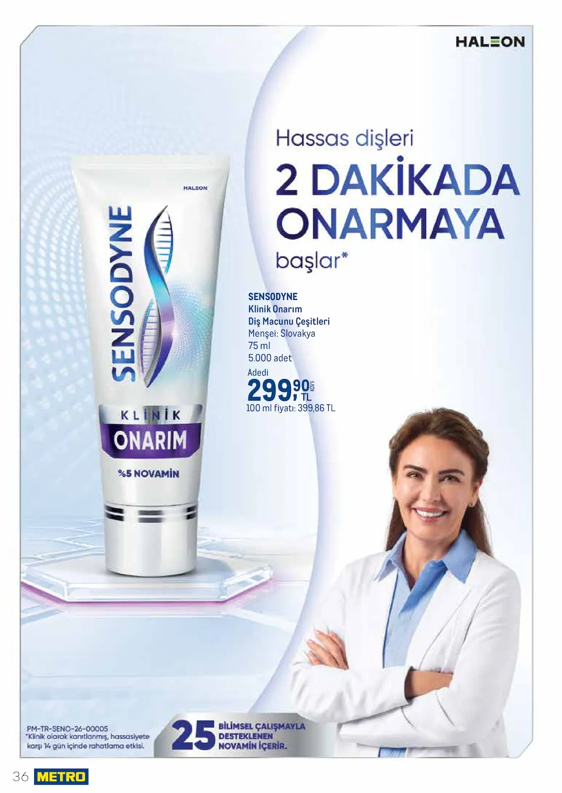 Metro Metro 1 Mart 2026 Aktüel Kataloğu sayfa 36: Sensodyne Klinik Onarım Diş Macunu 75 Ml