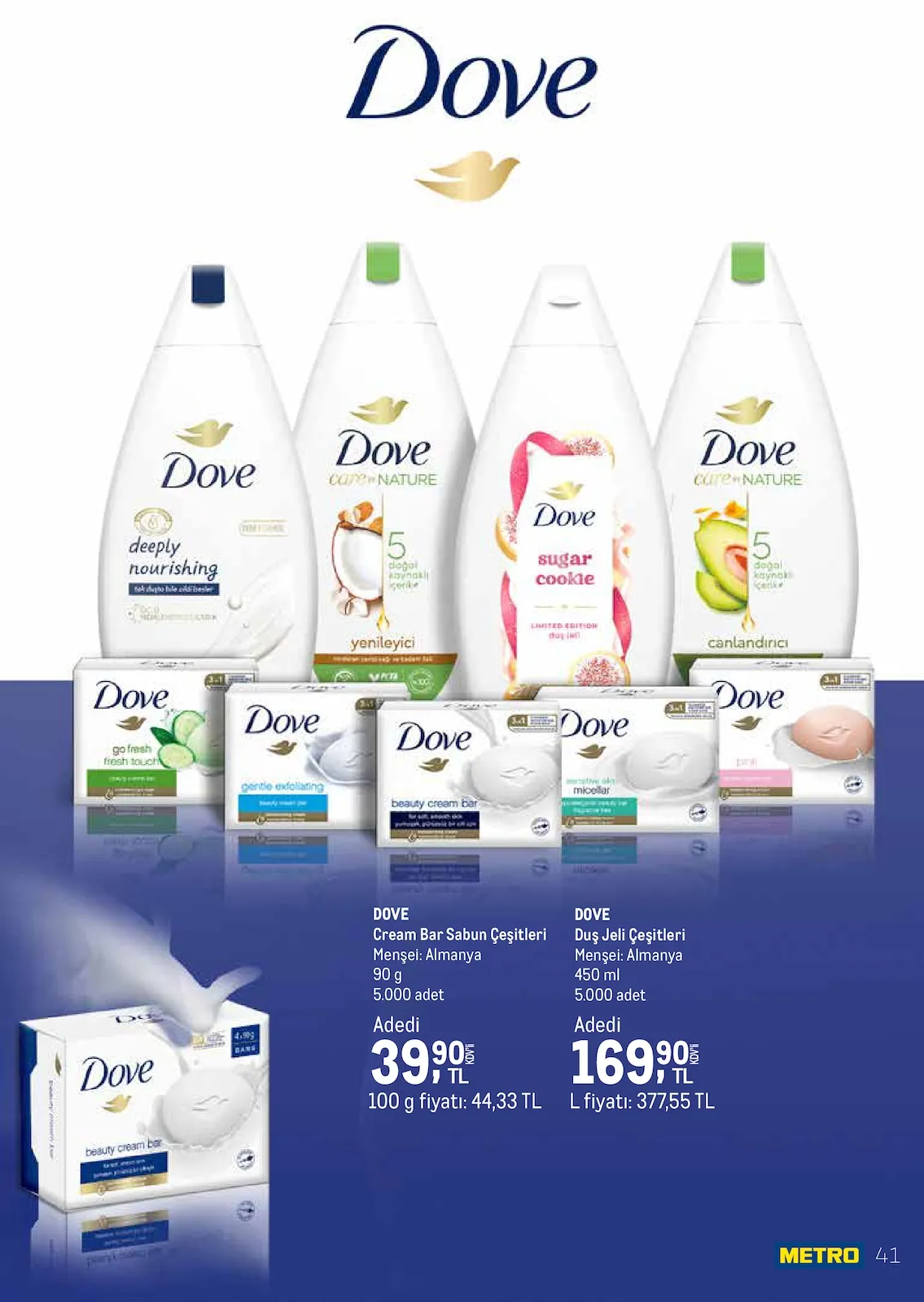 Metro Metro 1 Mart 2026 Aktüel Kataloğu sayfa 41: Dove Cream Bar Sabun Çeşitleri 90 G