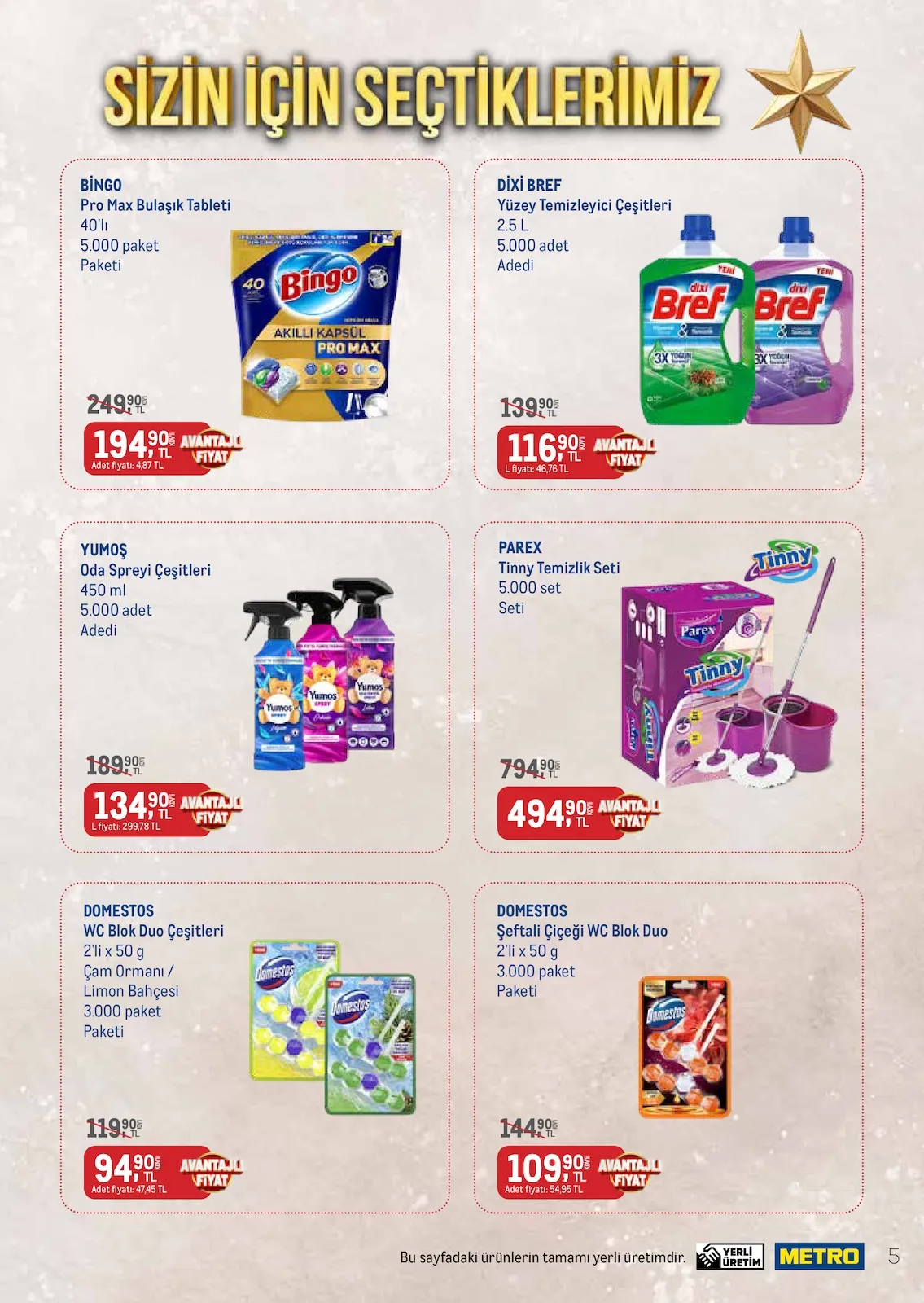 Metro Metro 1 Mart 2026 Aktüel Kataloğu sayfa 5: Parex Tinny Temizlik Seti, Domestos Wc Blok Duo Çeşitleri 2'Li X 50 G