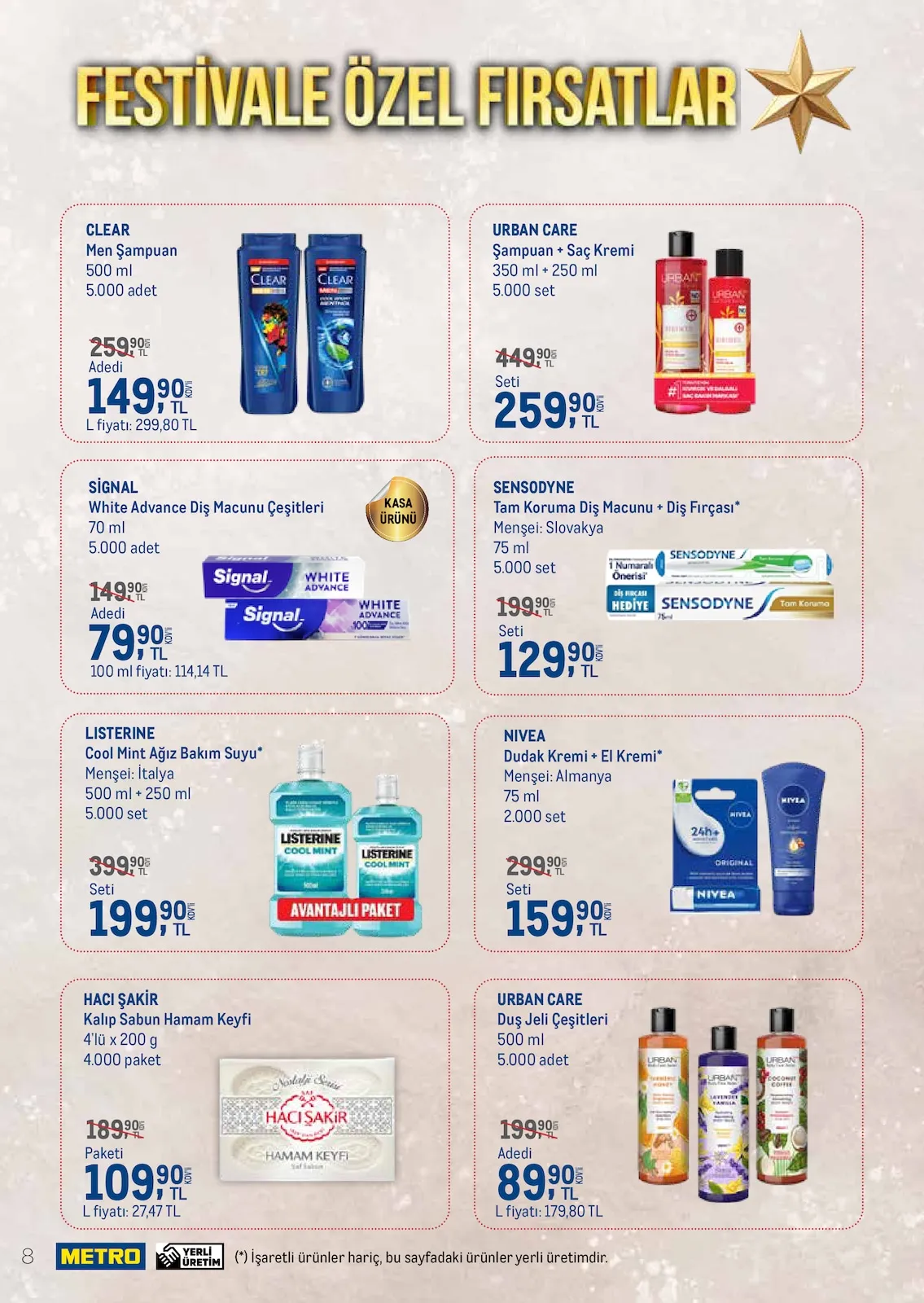 Metro Metro 1 Mart 2026 Aktüel Kataloğu sayfa 8: Urban Care Duş Jeli Çeşitleri 500 Ml, Listerine Cool Mint Ağız Bakım Suyu 500 Ml + 250 Ml