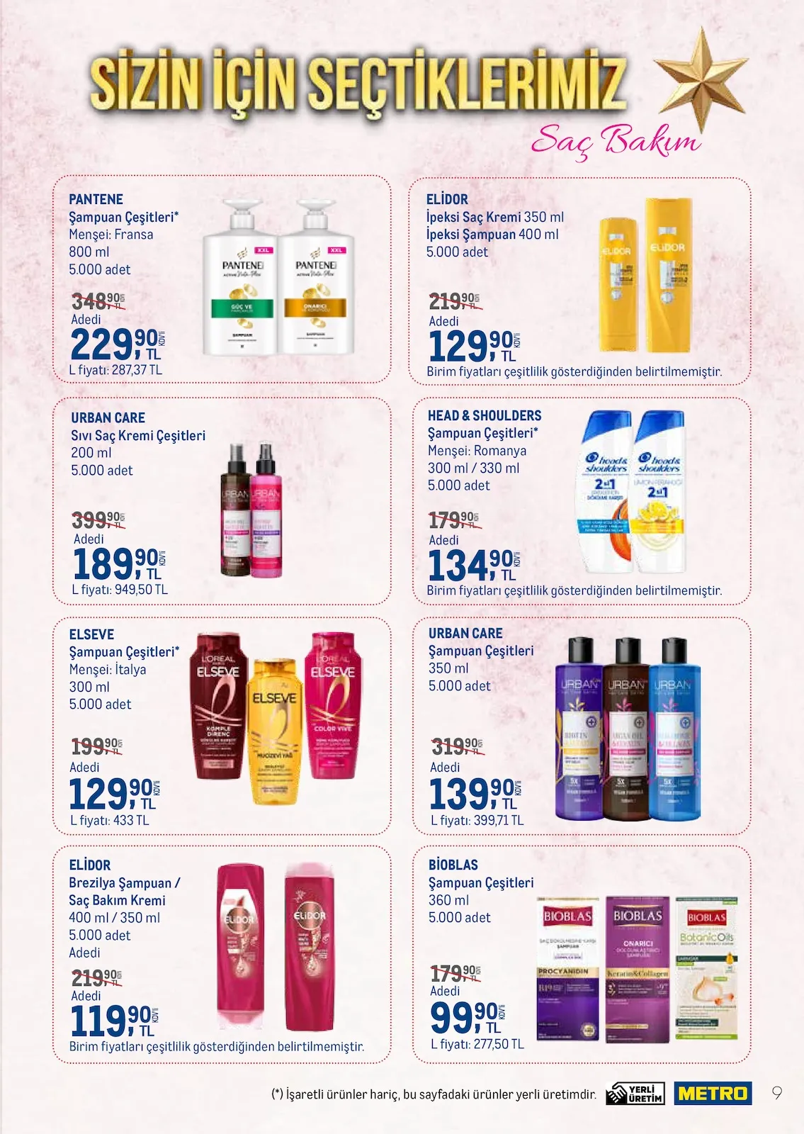 Metro Metro 1 Mart 2026 Aktüel Kataloğu sayfa 9: Urban Care Şampuan Çeşitleri 350 Ml, Urban Care Sıvı Saç Kremi Çeşitleri 200 Ml