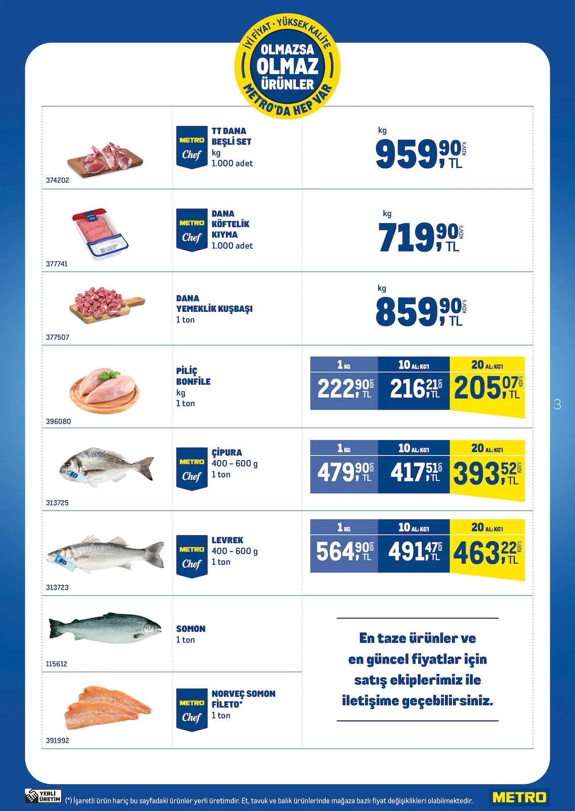 Metro Metro 4 Mart 2026 Aktüel Kataloğu sayfa 3: Piliç Bonfile Kg, Metro Chef Çipura 400 - 600 G