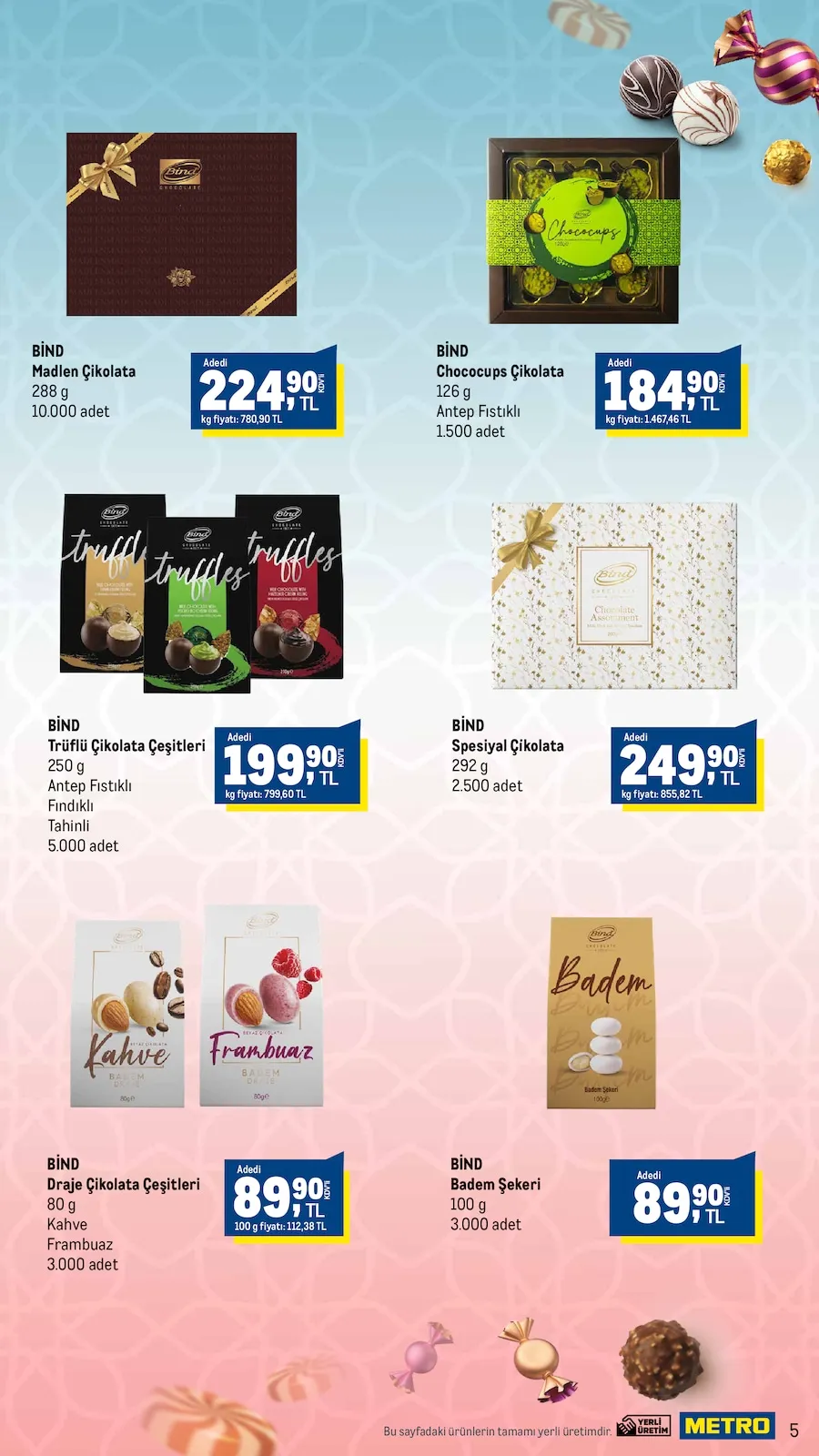 Metro Metro 10 Mart 2026 Aktüel Kataloğu sayfa 5: Bind Chococups Çikolata 126 G, Bind Draje Çikolata Çeşitleri 80 G