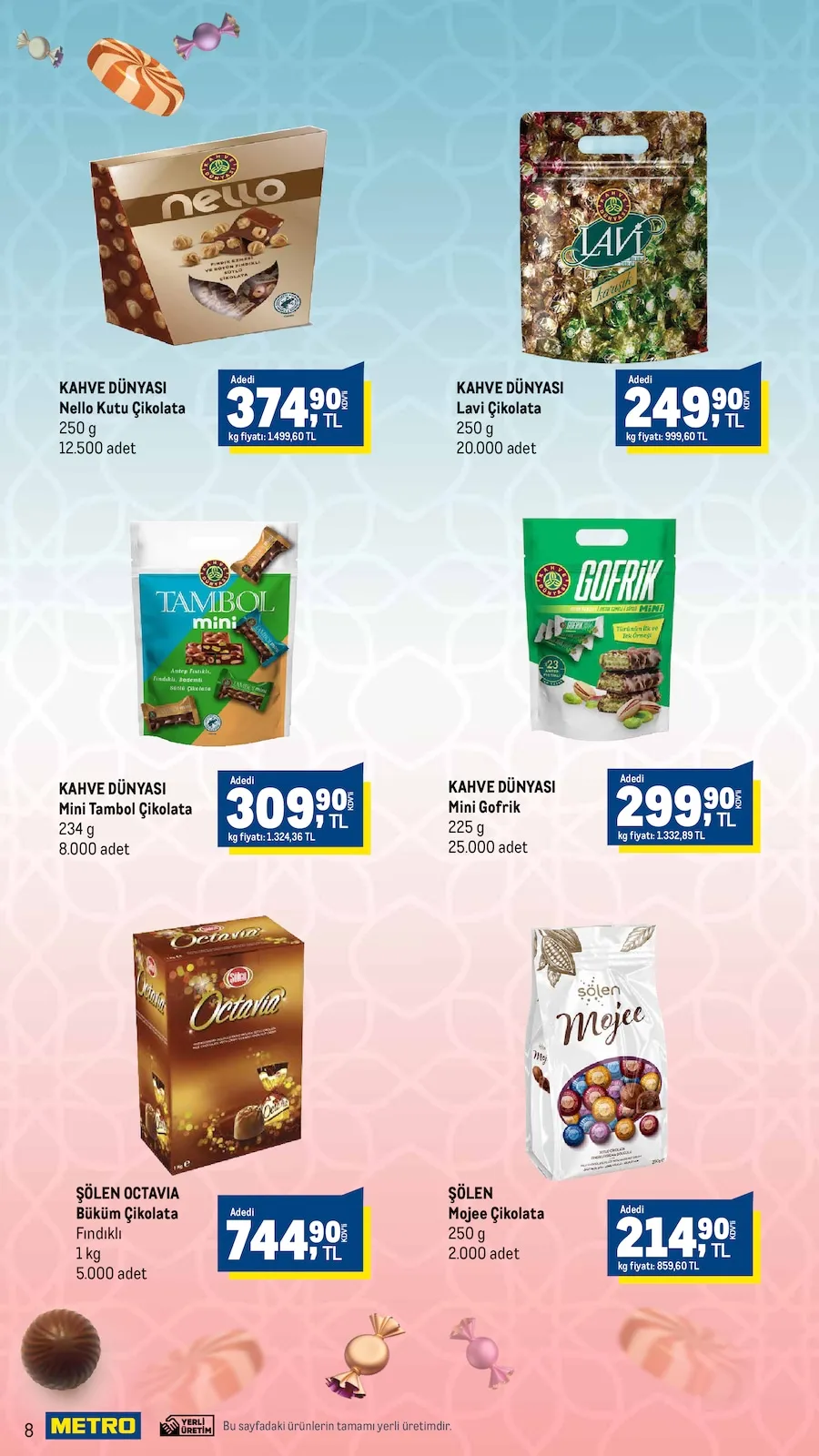 Metro Metro 10 Mart 2026 Aktüel Kataloğu sayfa 8: Kahve Dünyası Mini Gofrık 225 G, Şölen Octavia Büküm Çikolata Fındıklı 1 Kg