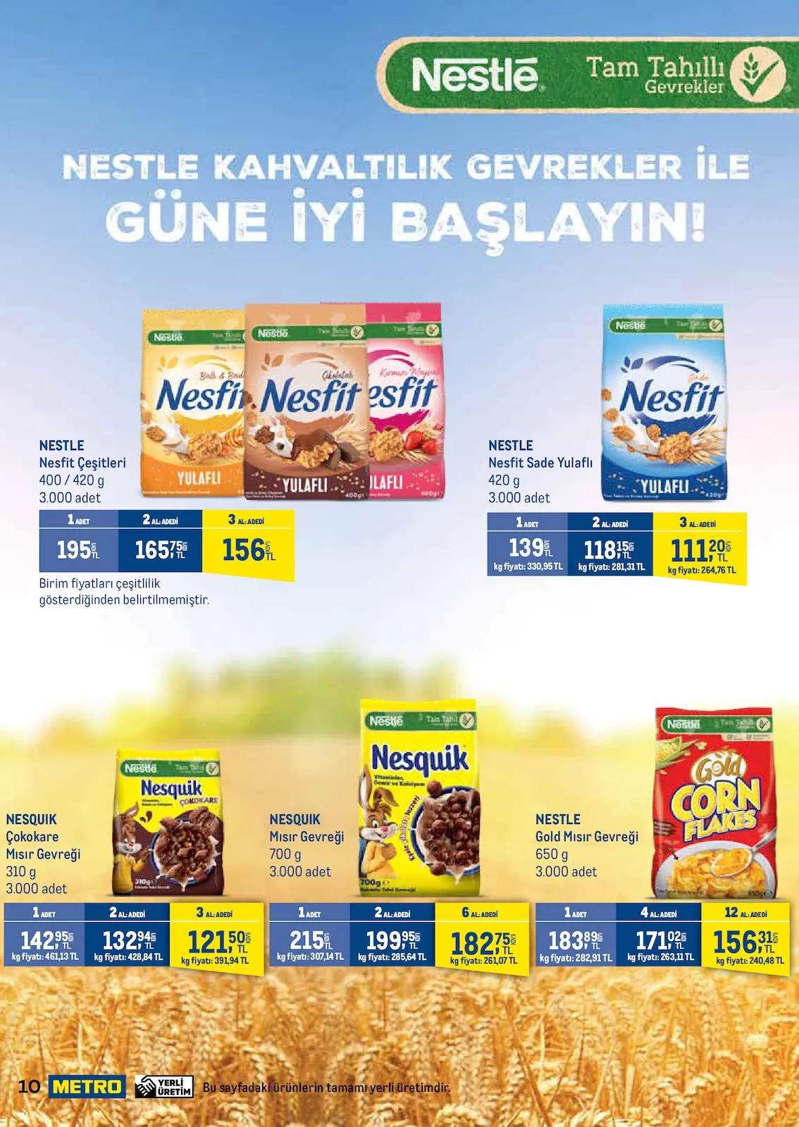 Metro Metro 17 Mart 2026 Aktüel Kataloğu sayfa 9: Nestle Gold Mısır Gevreği 650 G, Nestle Nesfit Sade Yulaflı 420 G