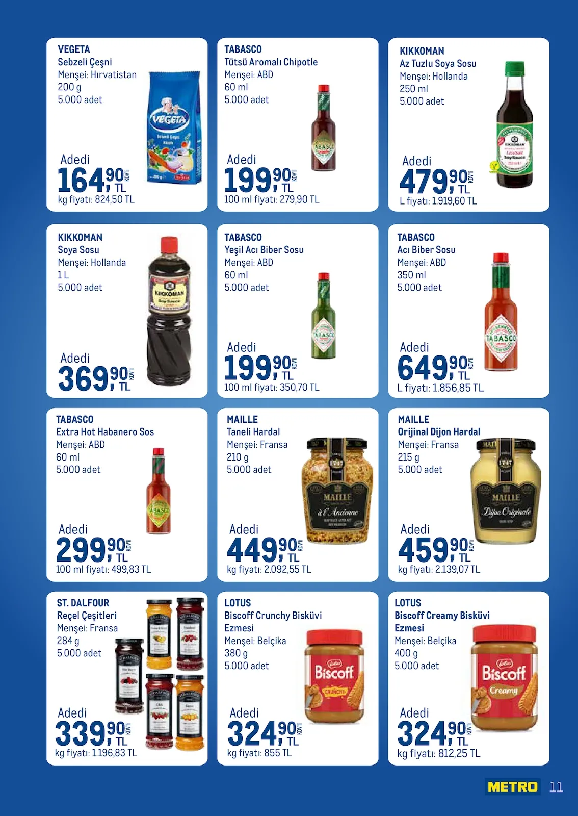 Metro Metro 17 Mart 2026 Aktüel Kataloğu sayfa 10: Maille Taneli Hardal 210 G, Kikkoman Az Tuzlu Soya Sosu 250 Ml