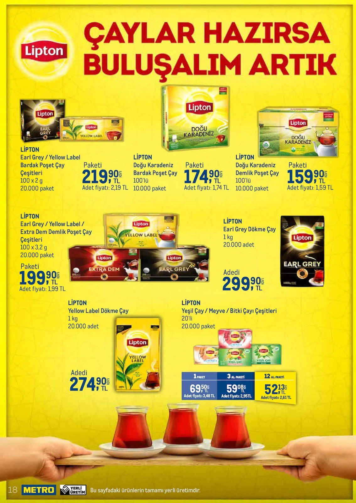 Metro Metro 17 Mart 2026 Aktüel Kataloğu sayfa 17: Lipton Doğu Karadeniz Demlik Poşet Çay 100'Lü, Lipton Yellow Label Dökme Çay 1 Kg