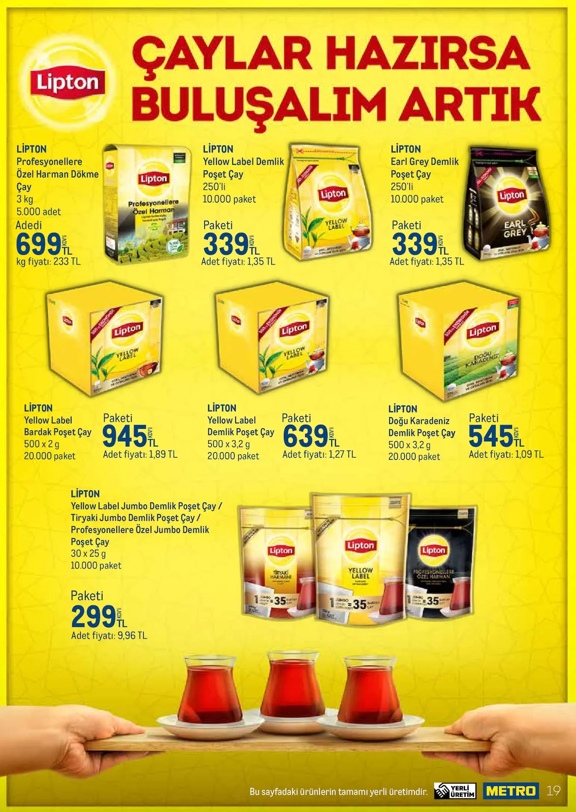 Metro Metro 17 Mart 2026 Aktüel Kataloğu sayfa 18: Lipton Yellow Label Bardak Poşet Çay 500 X 2 G, Lipton Earl Grey Demlik Poşet Çay 250'Li