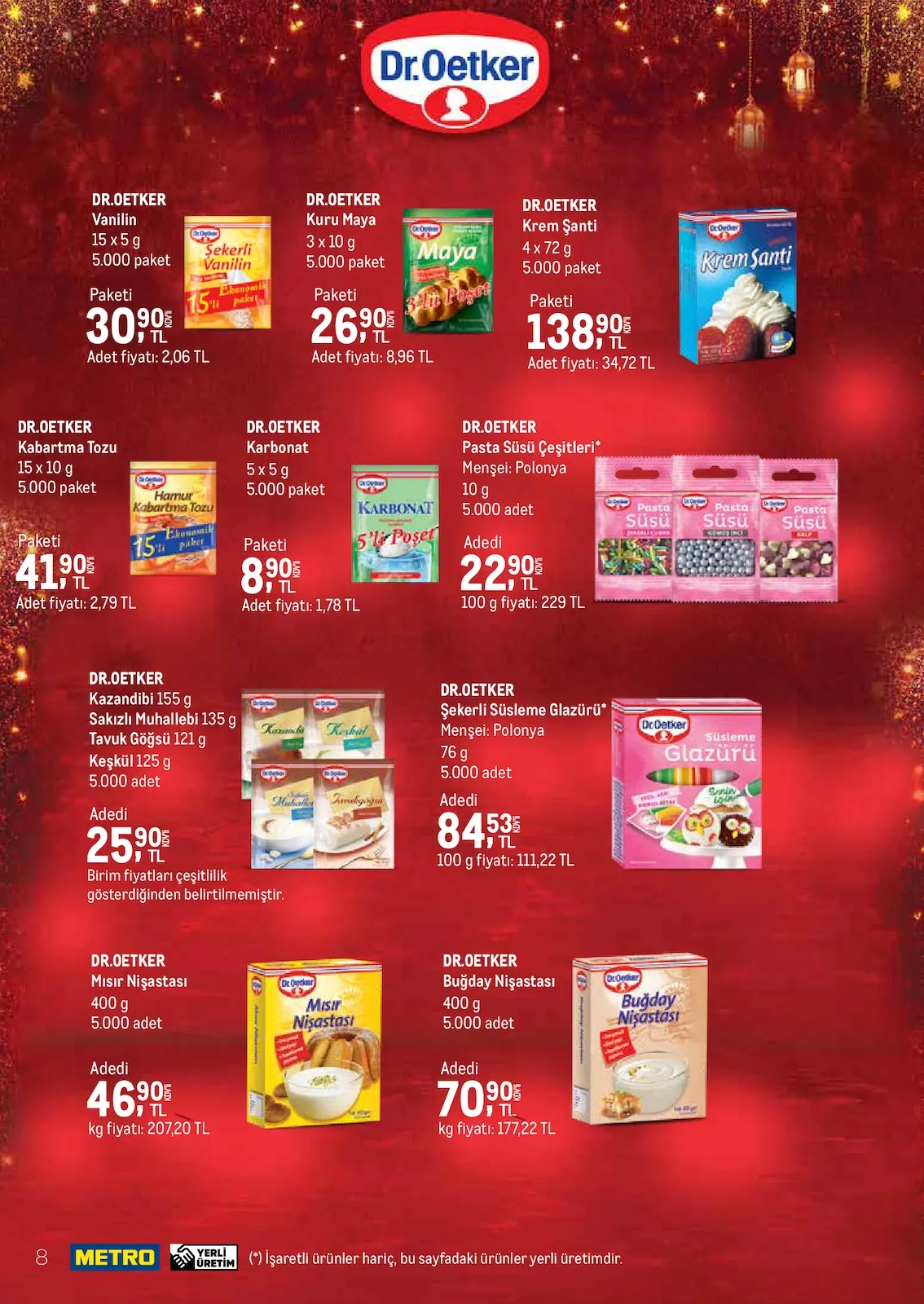 Metro Metro 17 Mart 2026 Aktüel Kataloğu sayfa 7: Dr. Oetker Vanilin 15 X 5 G, Dr. Oetker Kazandibi 155 G