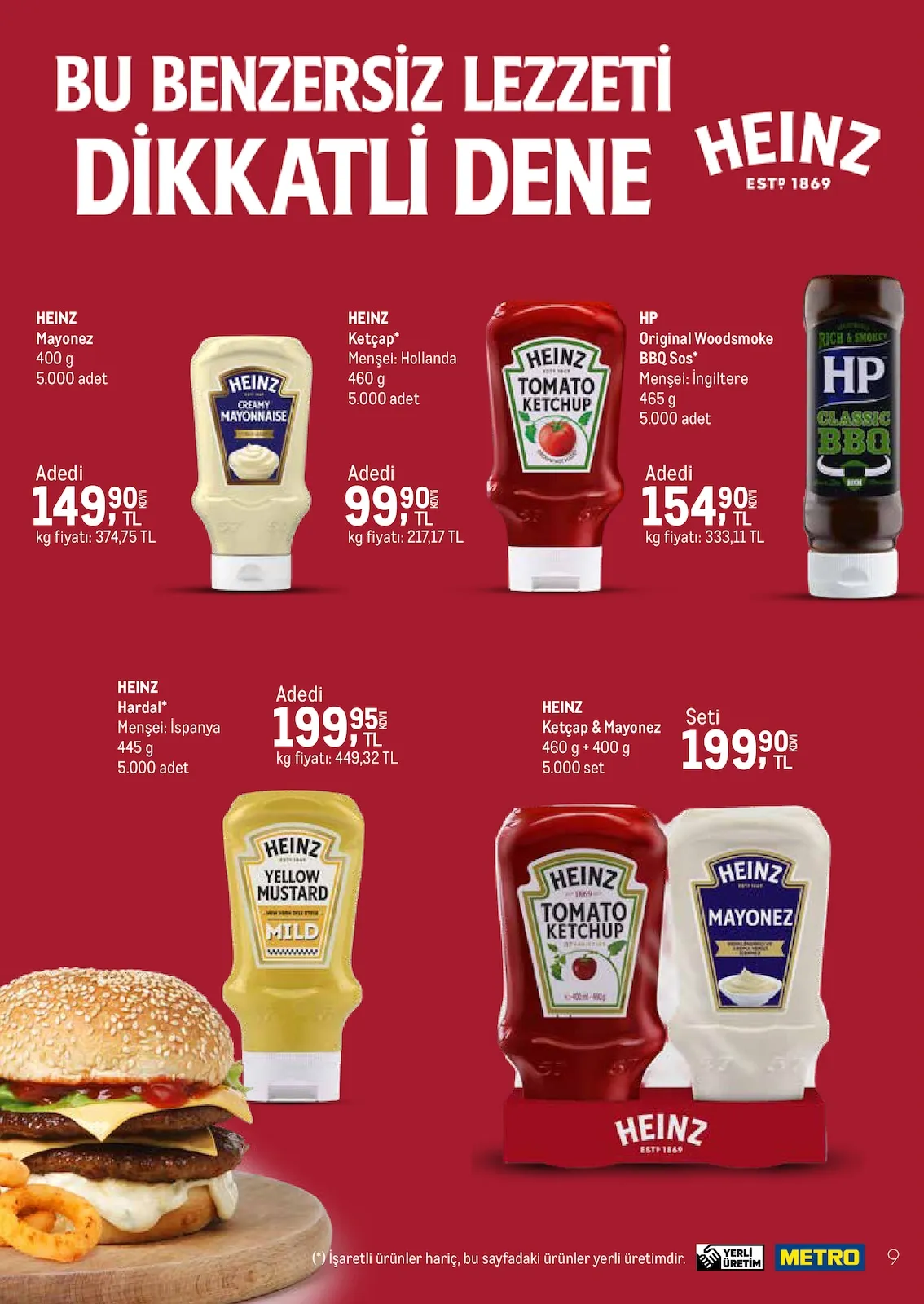 Metro Metro 17 Mart 2026 Aktüel Kataloğu sayfa 8: Heinz Ketçap & Mayonez Seti 460 G + 400 G, Heinz Hardal 445 G