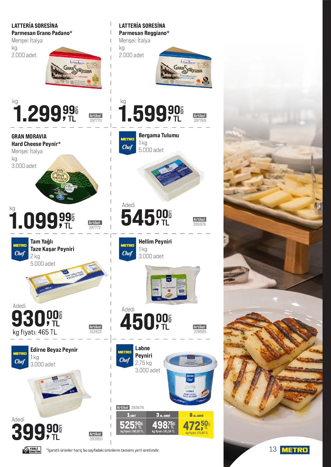Metro Metro 18 Mart 2026 Aktüel Kataloğu sayfa 9: Gran Moravia Hard Cheese Peynir, Metro Chef Tam Yağlı Taze Kaşar Peyniri 2 Kg