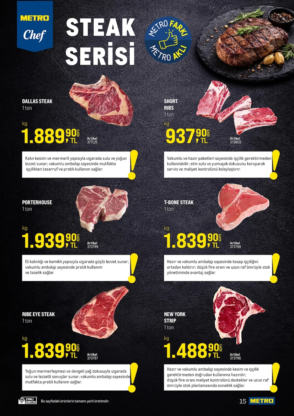 Metro Metro 18 Mart 2026 Aktüel Kataloğu sayfa 11: Short Ribs 1 Ton, Dallas Steak 1 Ton
