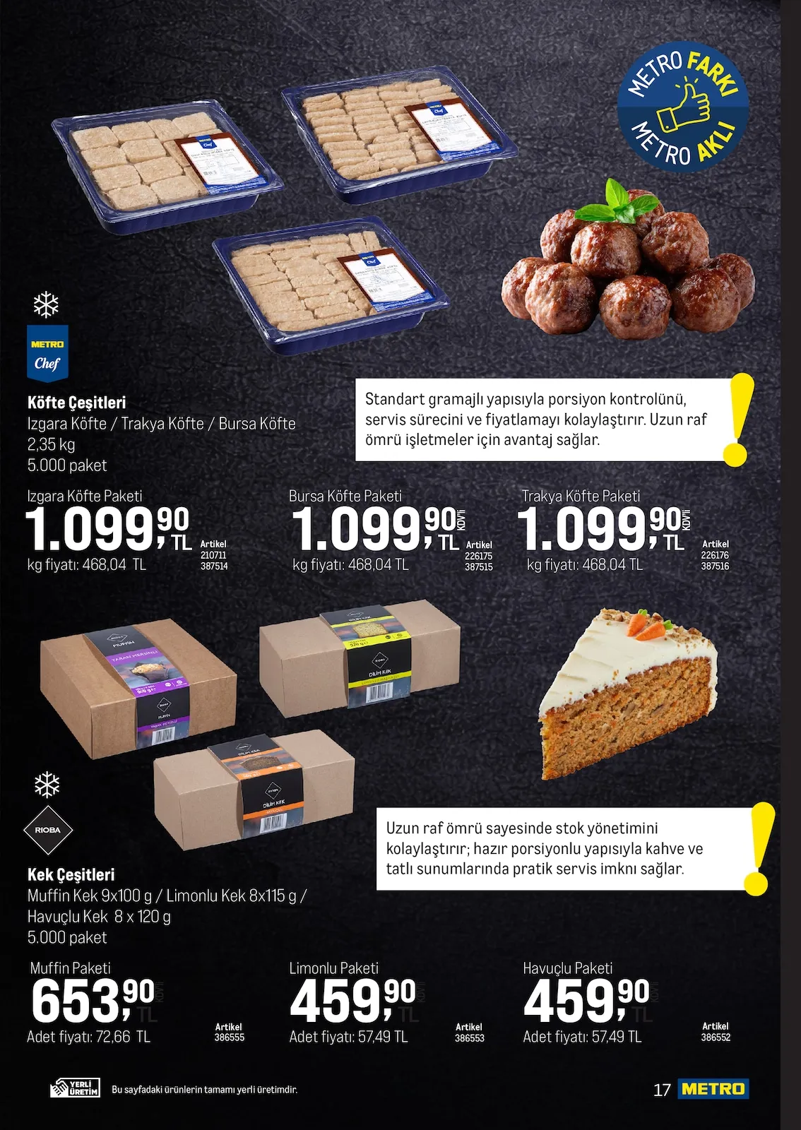 Metro Metro 18 Mart 2026 Aktüel Kataloğu sayfa 13: Rioba Muffin Kek 9X100 G, Metro Chef Izgara Köfte 2,35 Kg