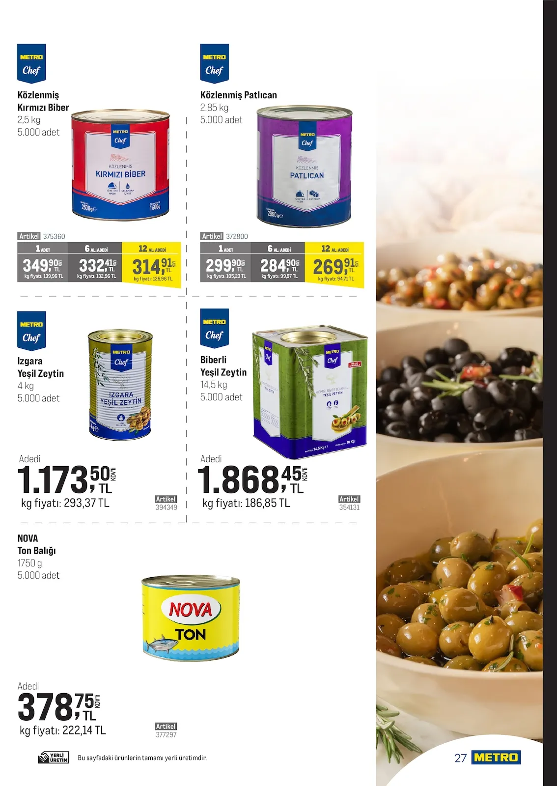 Metro Metro 18 Mart 2026 Aktüel Kataloğu sayfa 23: Metro Chef Izgara Yeşil Zeytin 4 Kg, Metro Chef Biberli Yeşil Zeytin 14,5 Kg