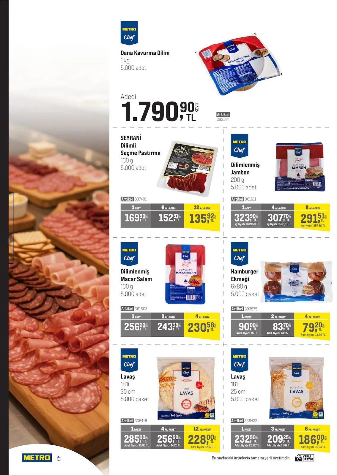 Metro Metro 18 Mart 2026 Aktüel Kataloğu sayfa 2: Metro Chef Hamburger Ekmeği 6X80 G, Metro Chef Dilimlenmiş Jambon 200 G