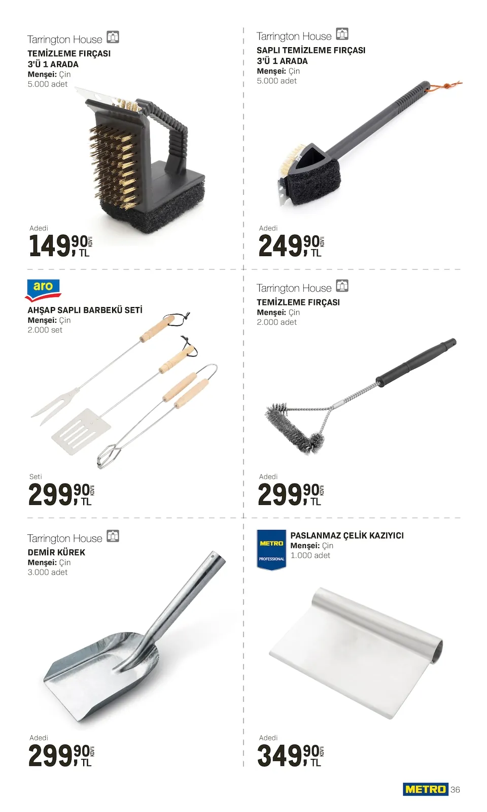 Metro Metro 10 Nisan 2026 Aktüel Kataloğu sayfa 36: Aro Ahşap Saplı Barbekü Seti 2.000 Set, Tarrington House Temizleme Fırçası 2.000 Adet