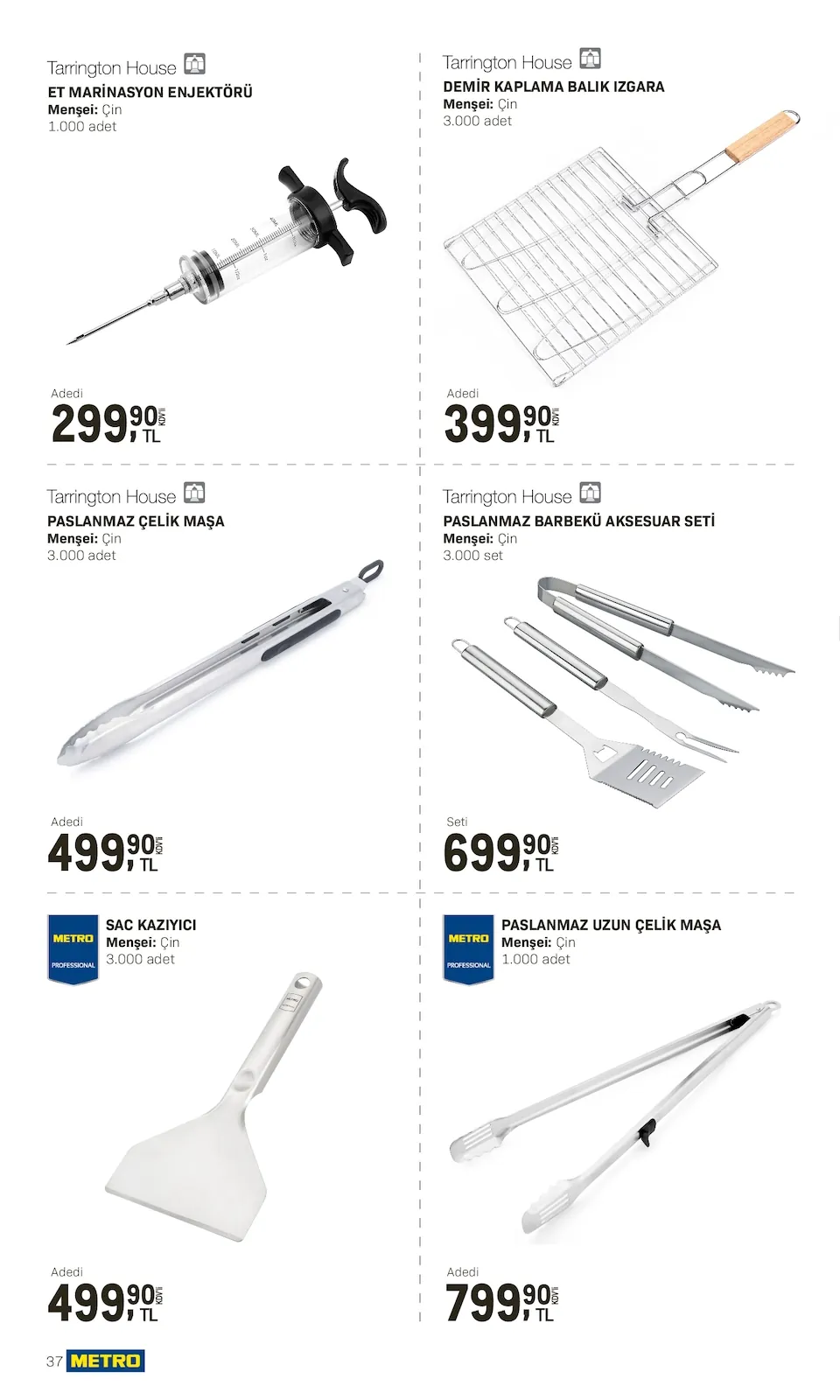 Metro Metro 10 Nisan 2026 Aktüel Kataloğu sayfa 37: Metro Sac Kaziyici 3.000 Adet, Tarrington House Paslanmaz Celik Masa 3.000 Adet