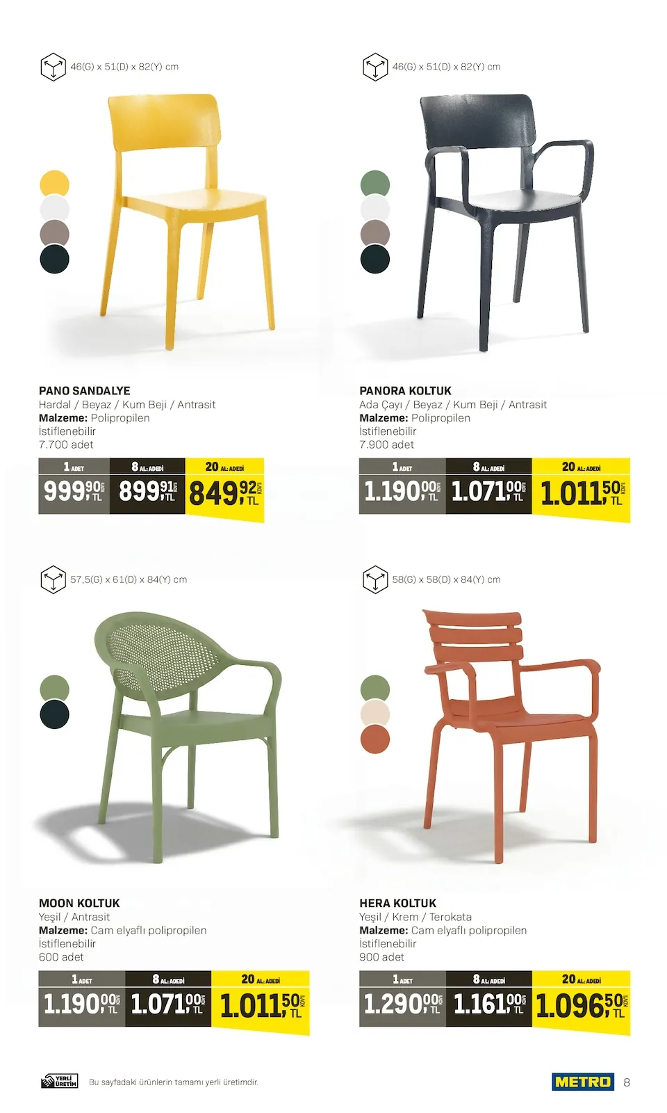 Metro Metro 10 Nisan 2026 Aktüel Kataloğu sayfa 8: Pano Sandalye 1 Adet, Moon Koltuk 1 Adet