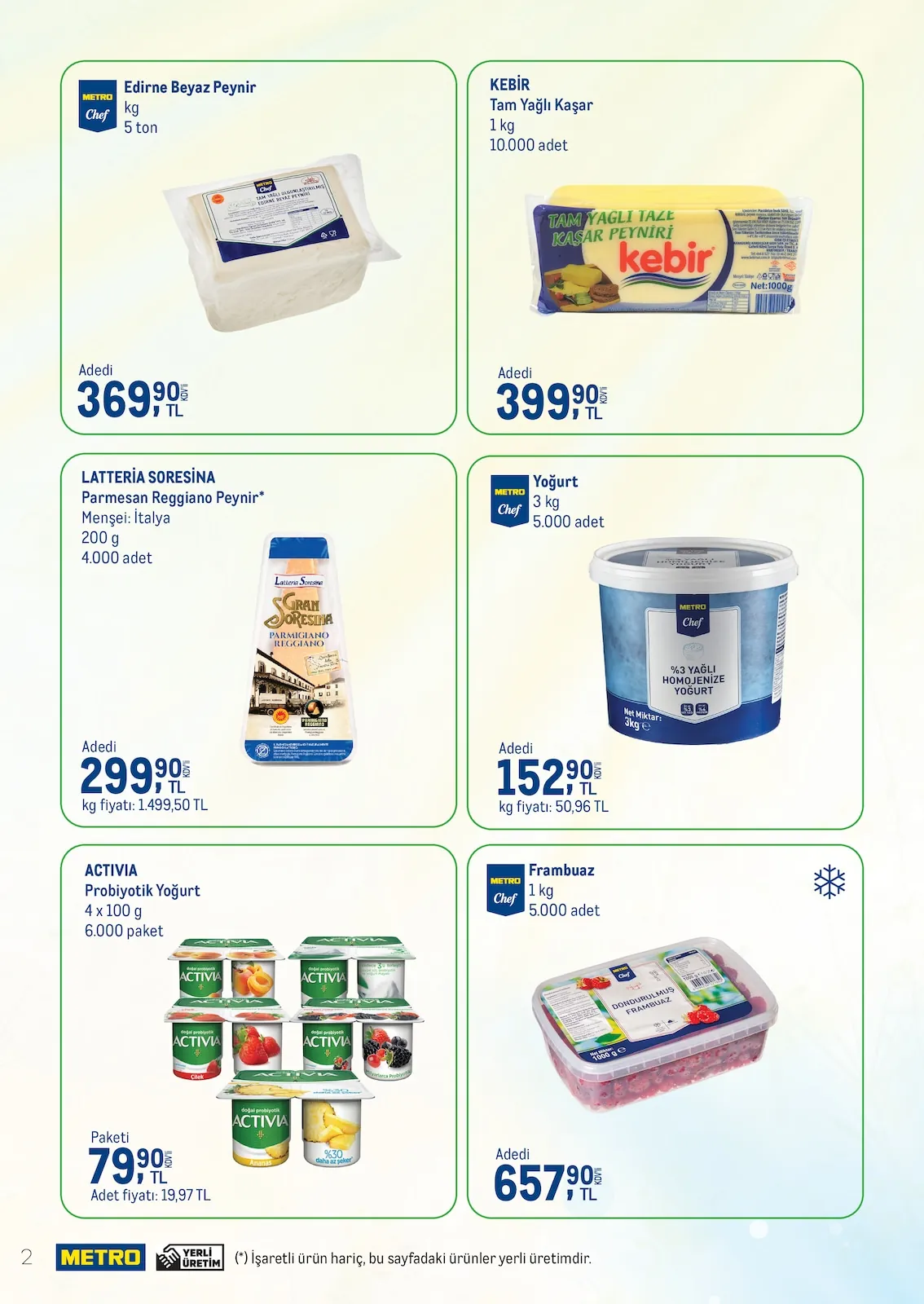 Metro Metro 16 Nisan 2026 Aktüel Kataloğu sayfa 2: Latteria Soresina Parmesan Reggiano Peynir 200G, Metro Chef Yoğurt 3Kg