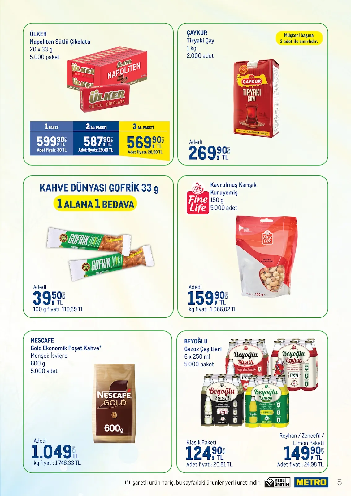 Metro Metro 16 Nisan 2026 Aktüel Kataloğu sayfa 5: Beyoğlu Gazoz Çeşitleri 6 X 250 Ml, Nescafe Gold Ekonomik Poşet Kahve 600 G