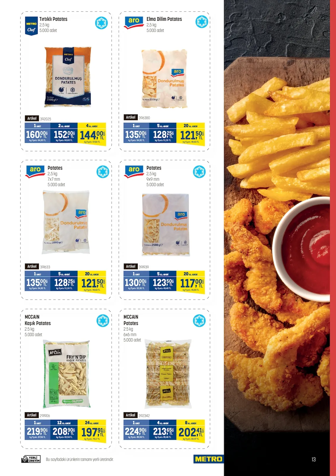 Metro Metro 22 Nisan 2026 Aktüel Kataloğu sayfa 13: Aro Patates 2,5Kg, Aro Elma Dilim Patates 2,5Kg