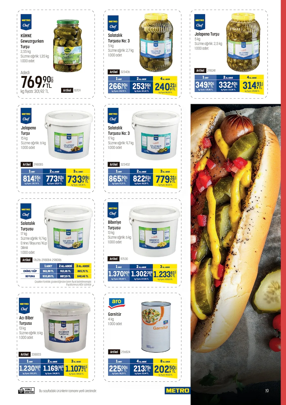 Metro Metro 22 Nisan 2026 Aktüel Kataloğu sayfa 19: Aro Garnitür 4 Kg, Metro Chef Salatalık Turşusu No: 3 5 Kg