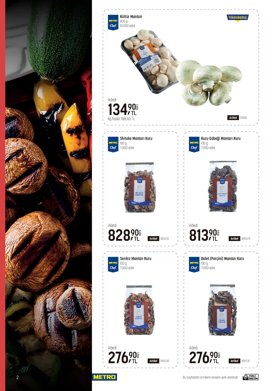 Metro Metro 22 Nisan 2026 Aktüel Kataloğu sayfa 2: Metro Chef Shiitake Mantarı Kuru 100G, Metro Chef Kuzu Göbeği Mantarı Kuru 100G