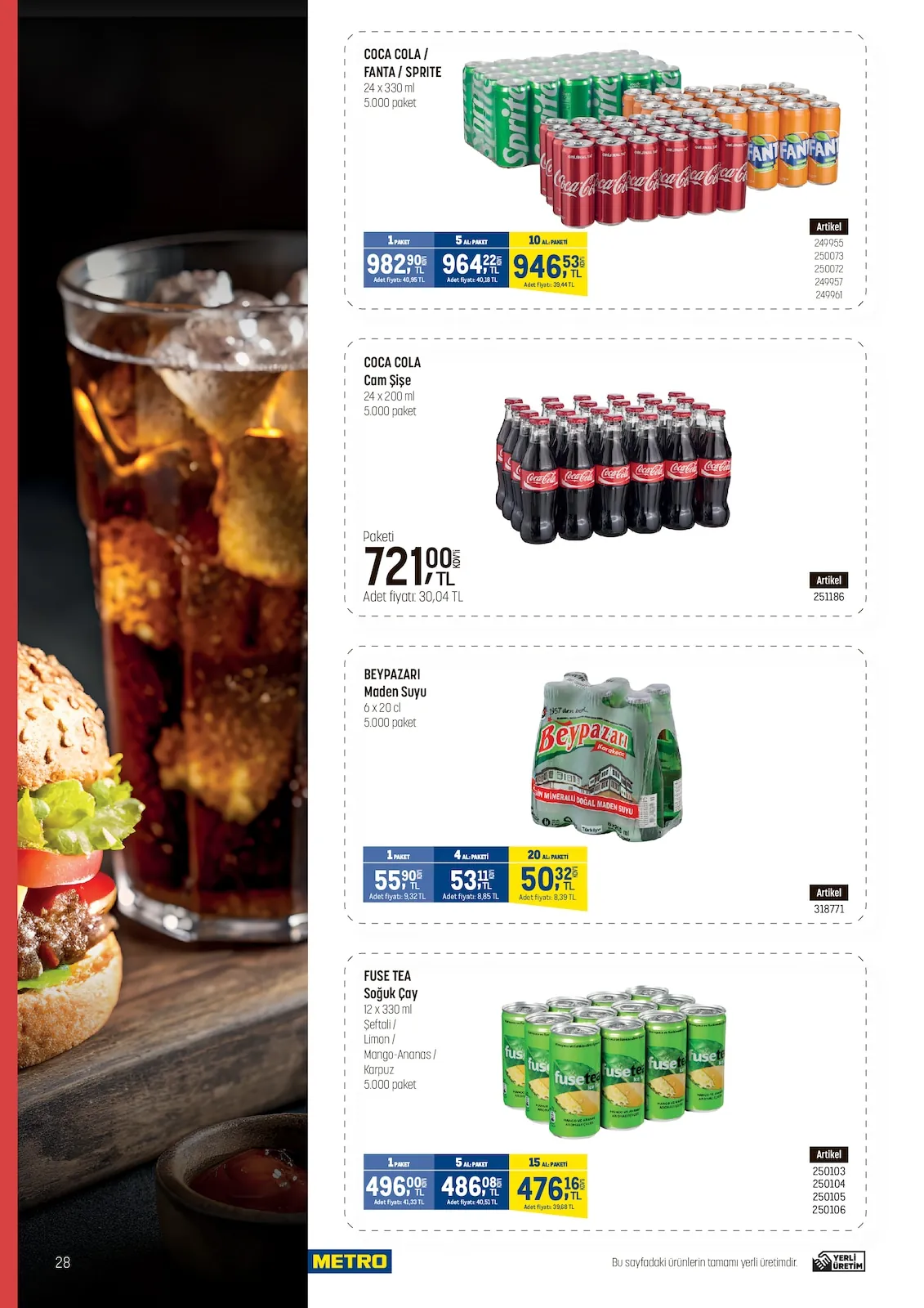 Metro Metro 22 Nisan 2026 Aktüel Kataloğu sayfa 28: Coca Cola / Fanta / Sprite 24 X 330 Ml, Fuse Tea Soğuk Çay 12 X 330 Ml